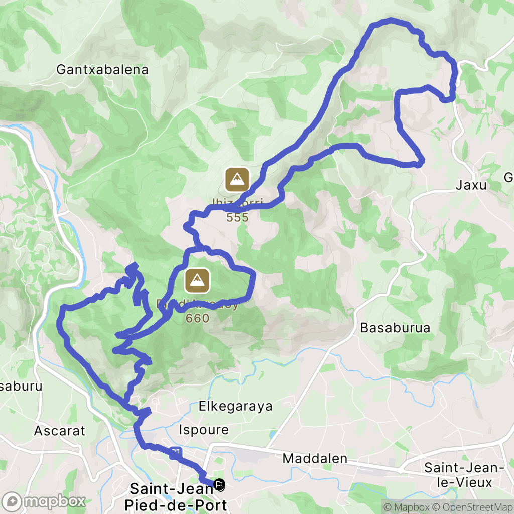 Saint-Jean-Pied-de-Port : carte du parcours de randonnée - France