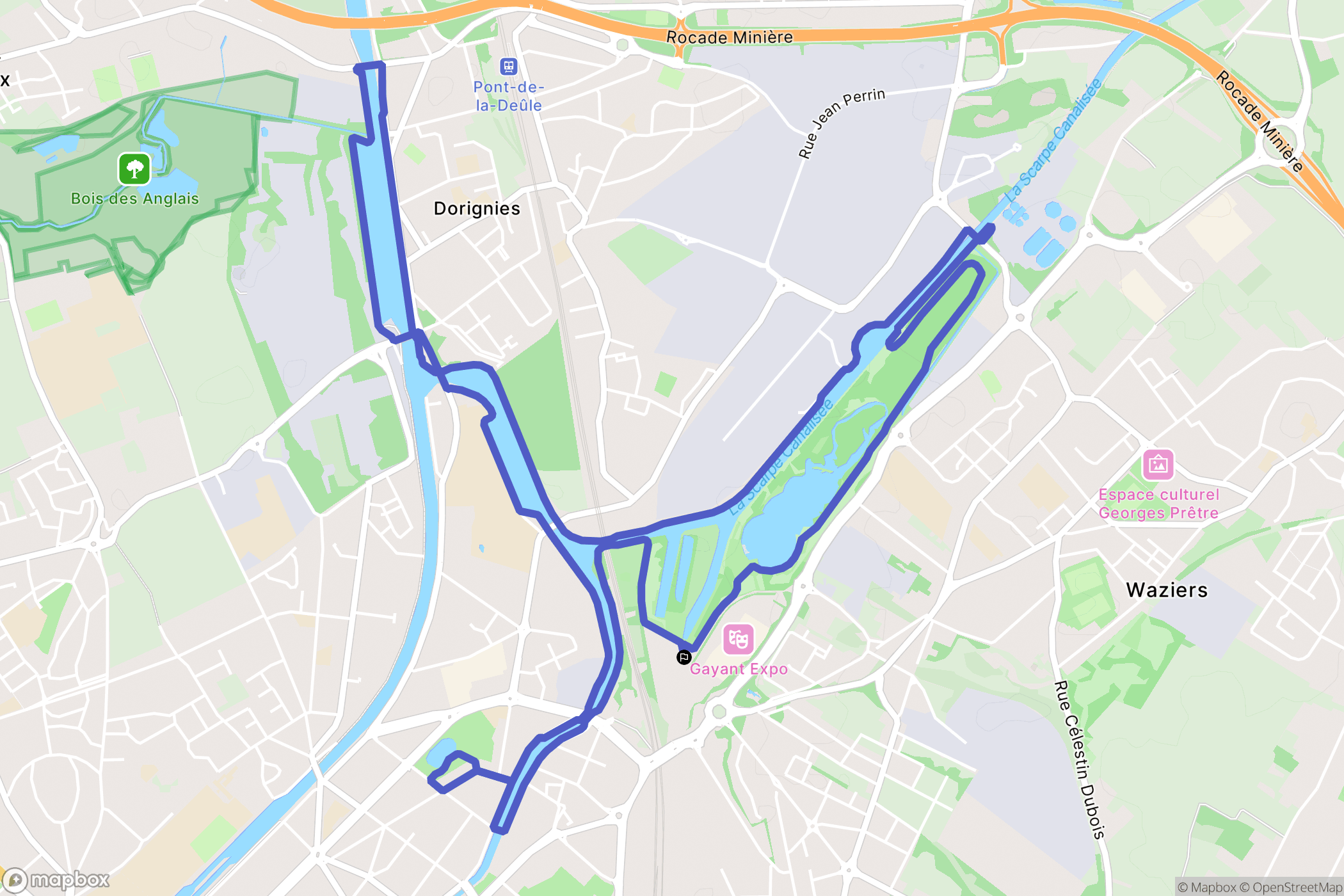 Douai : carte du parcours de randonnée - France