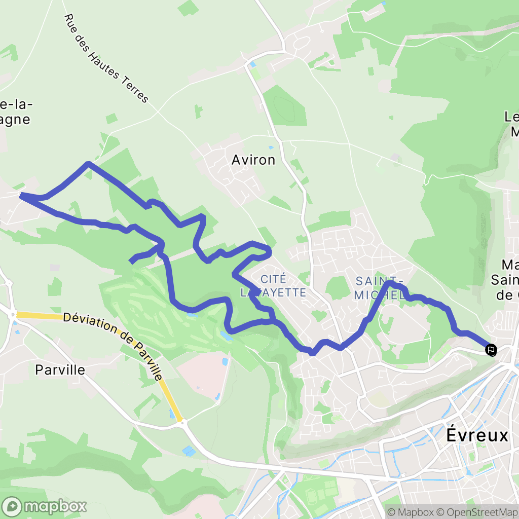 Évreux : carte du parcours de randonnée - France