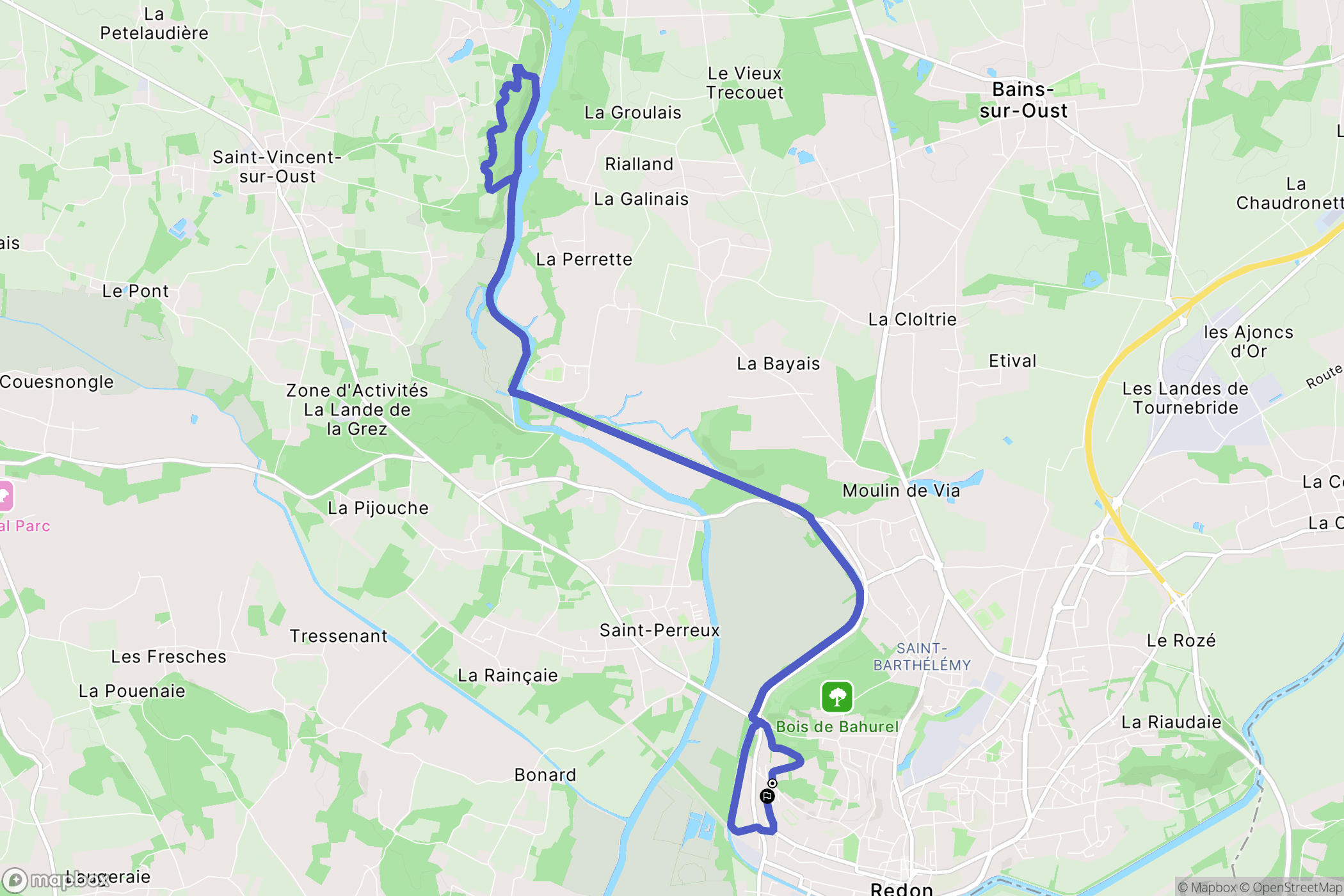 Redon : carte du parcours de randonnée - France