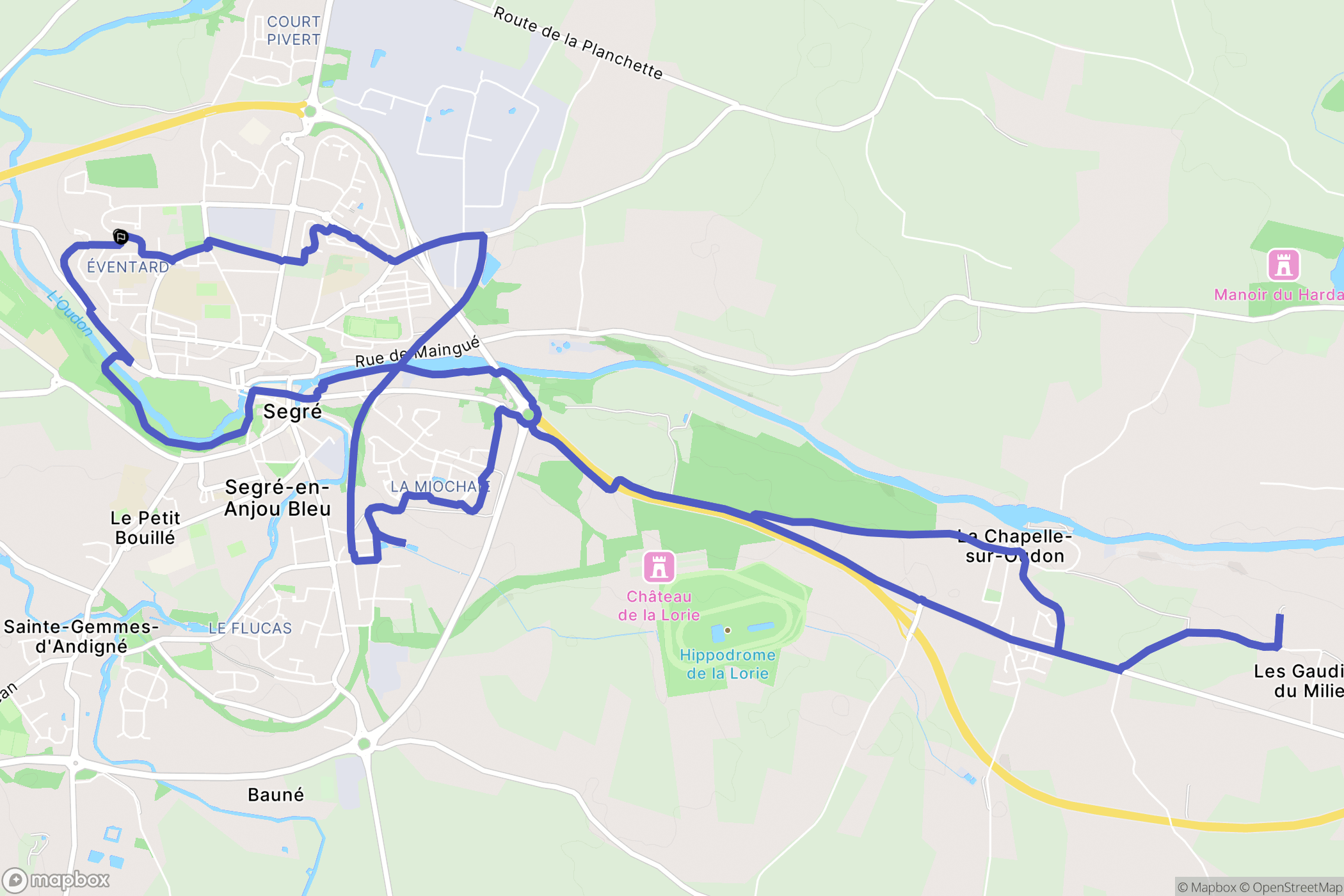 Segré-en-Anjou Bleu : carte du parcours de randonnée - France