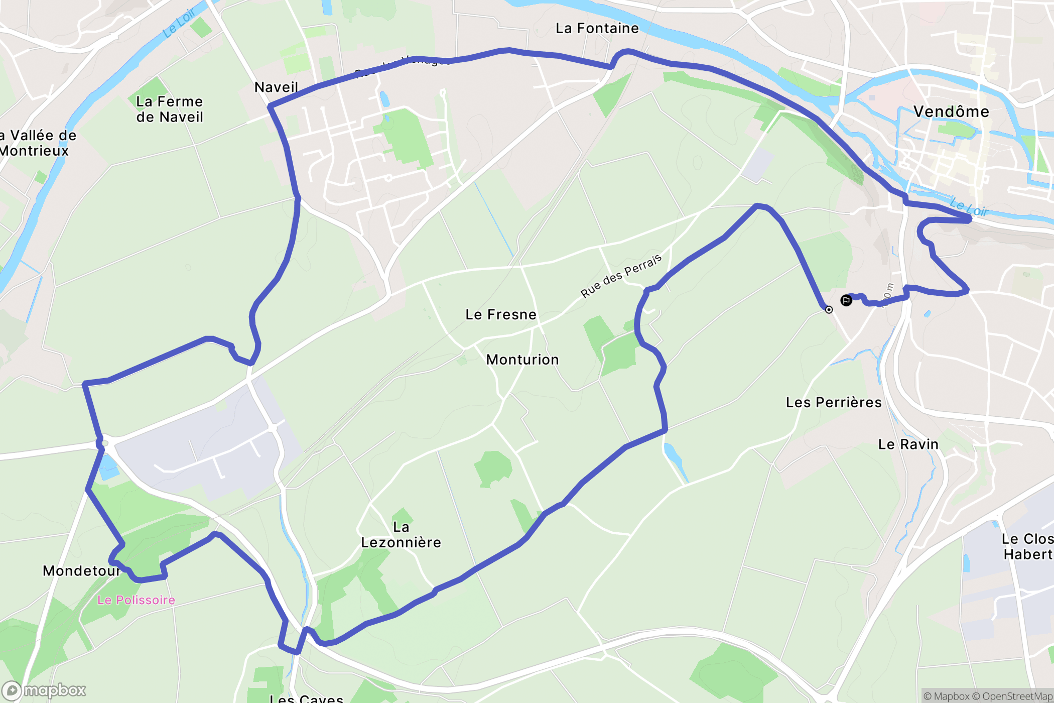 Vendôme : carte du parcours de randonnée - France