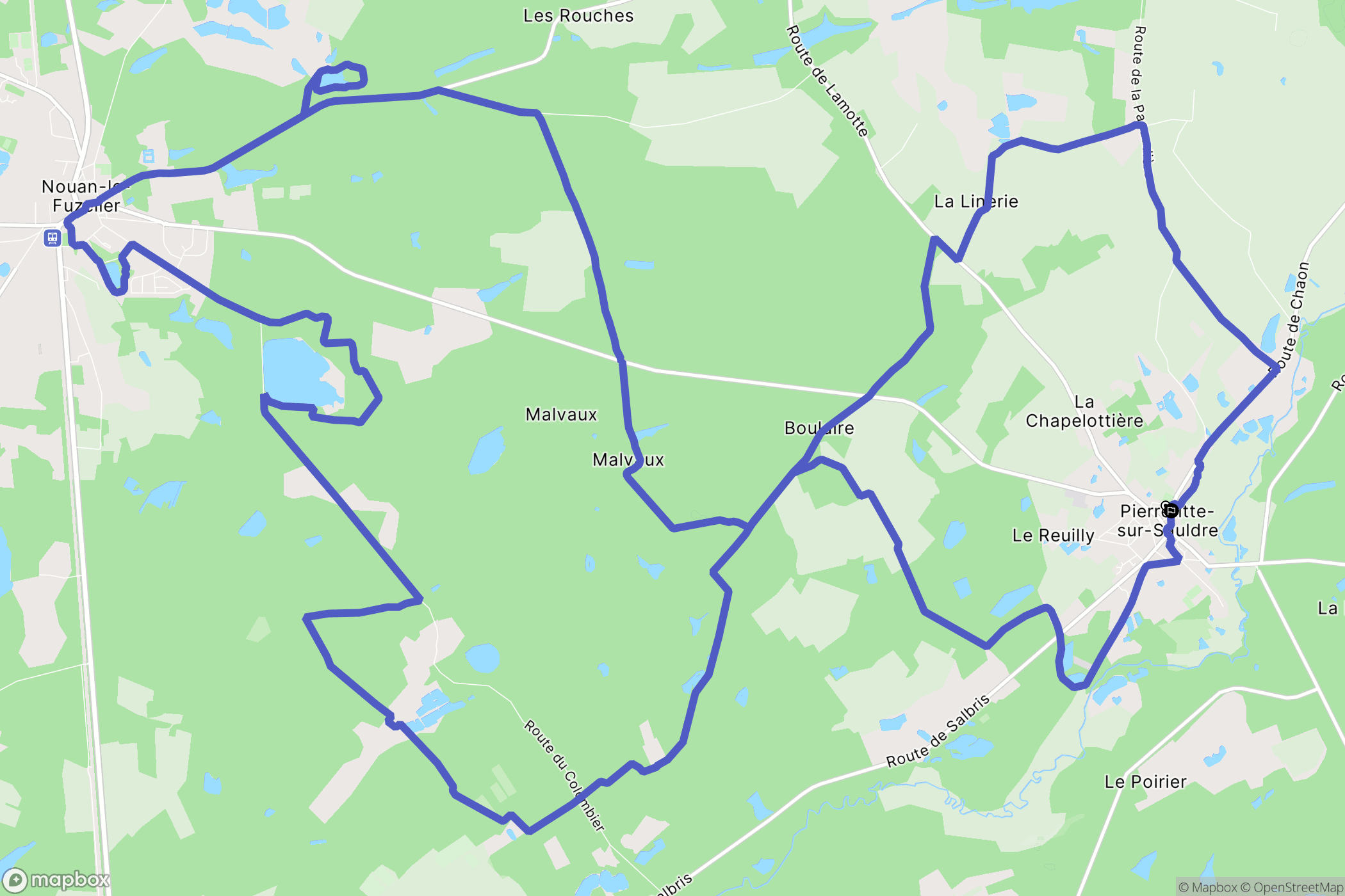 Pierrefitte-sur-Sauldre : carte du parcours de randonnée - France