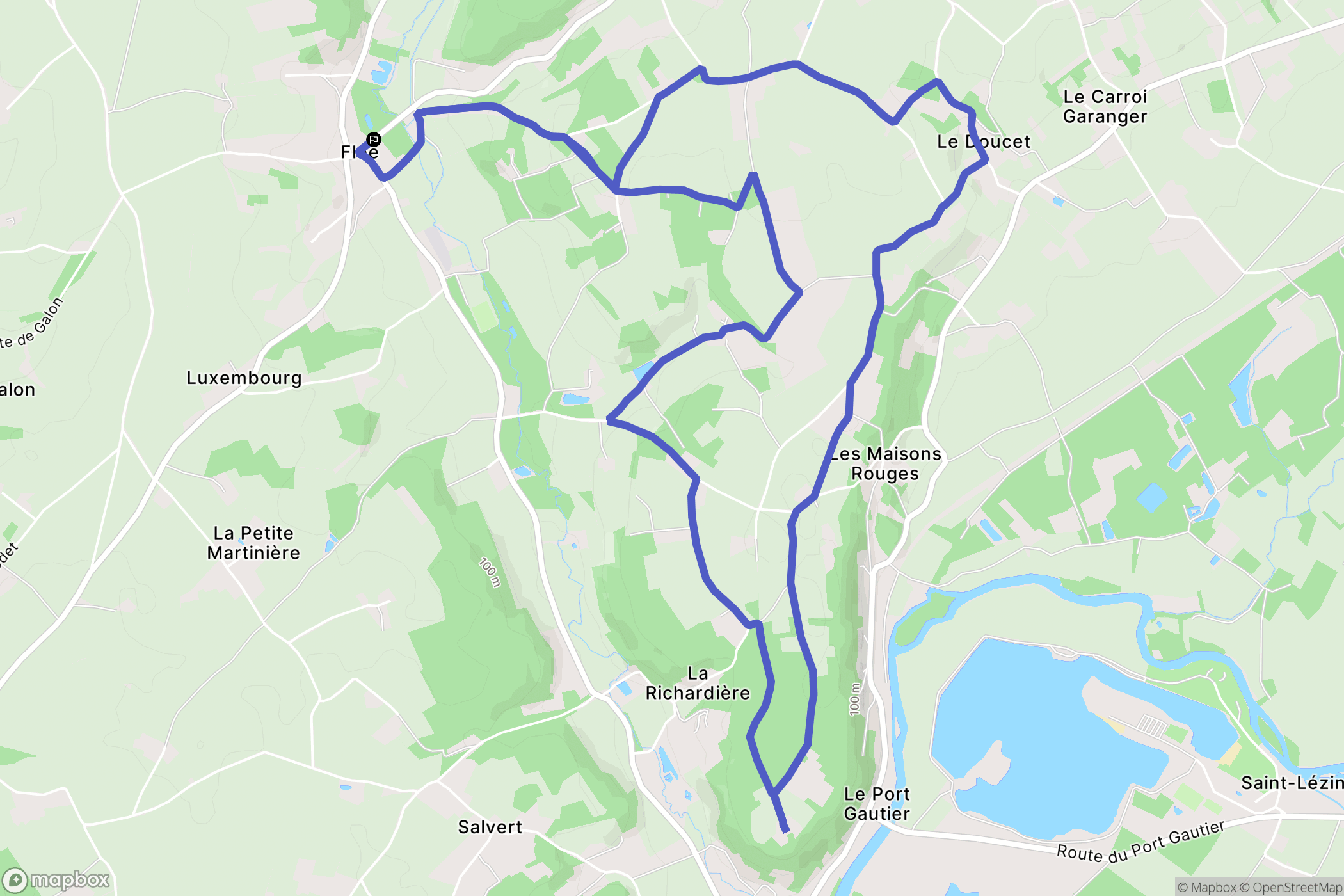 Flée : carte du parcours de randonnée - France