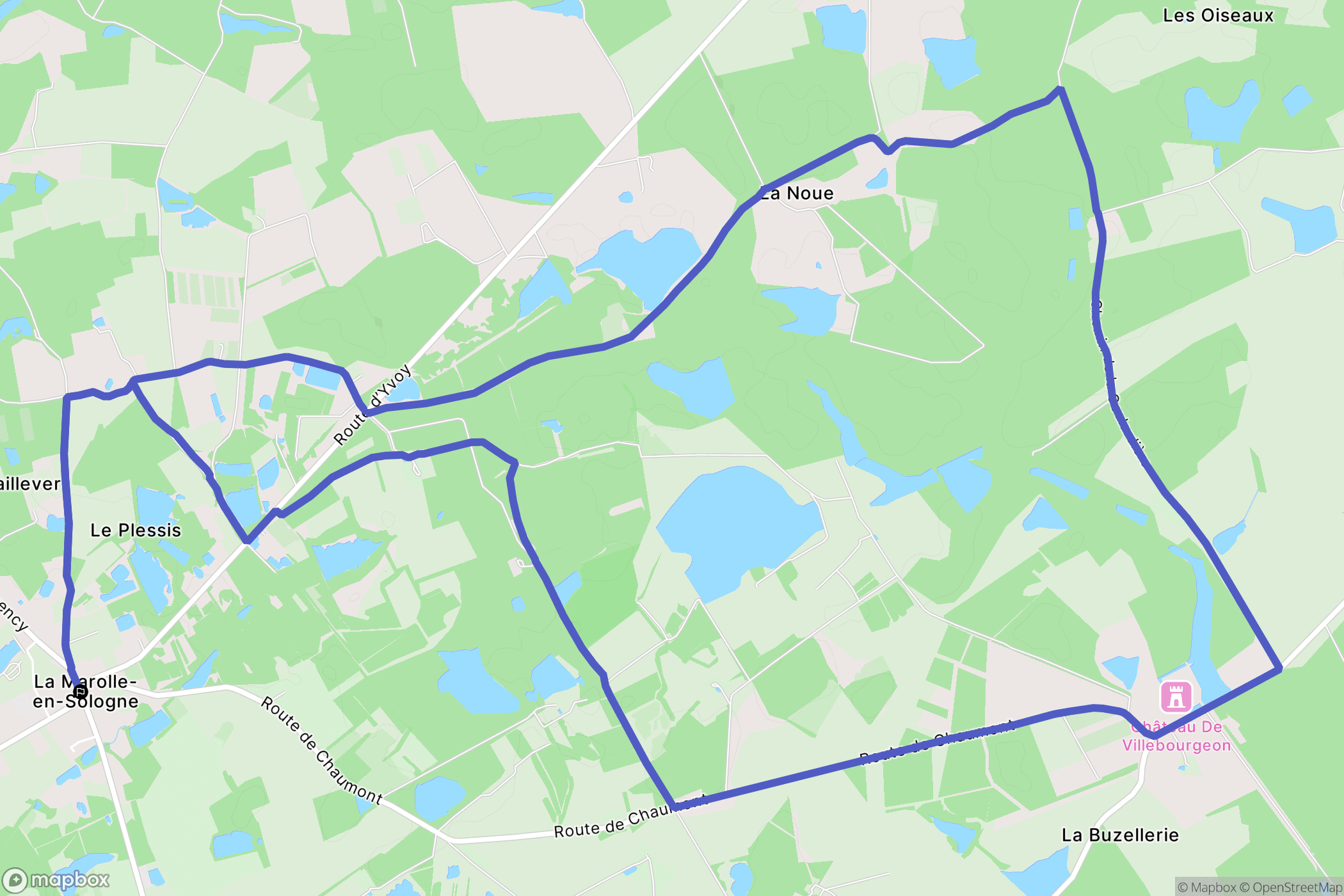 La Marolle-en-Sologne : carte du parcours de randonnée - France