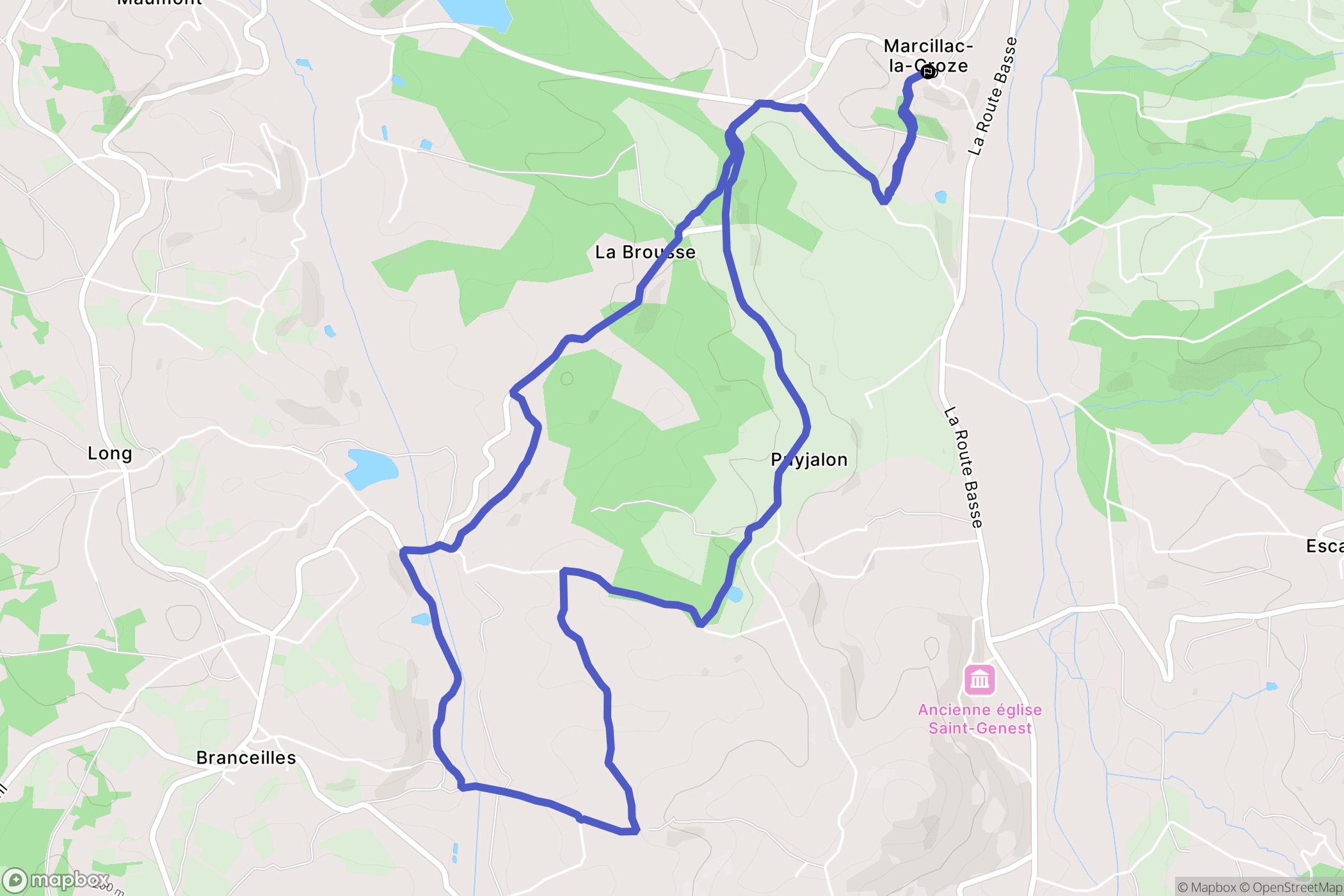 Marcillac-la-Croze : carte du parcours de randonnée - France