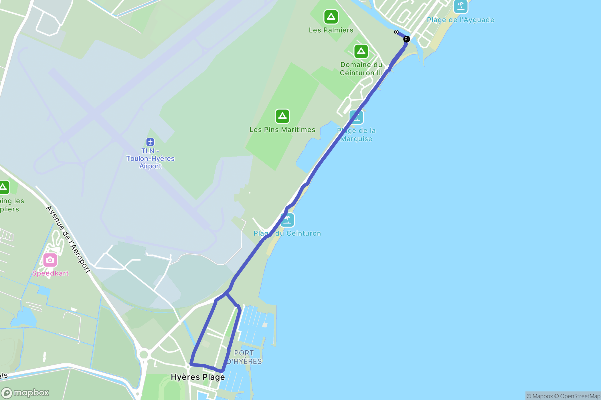 Hyères : carte du parcours de randonnée - France