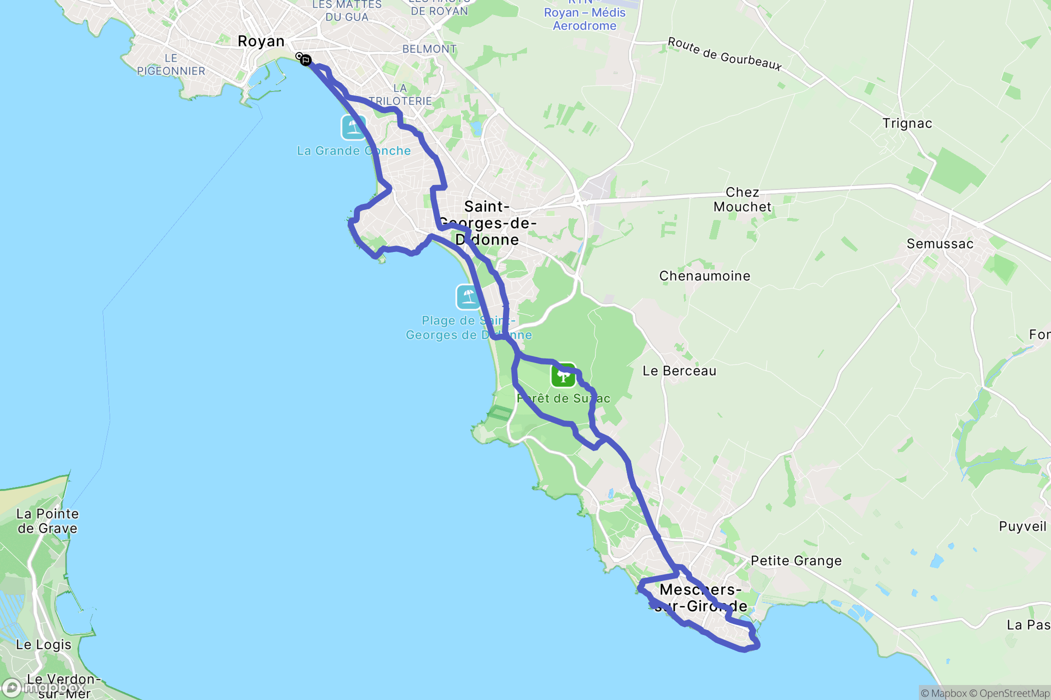 Royan : carte du parcours de randonnée - France