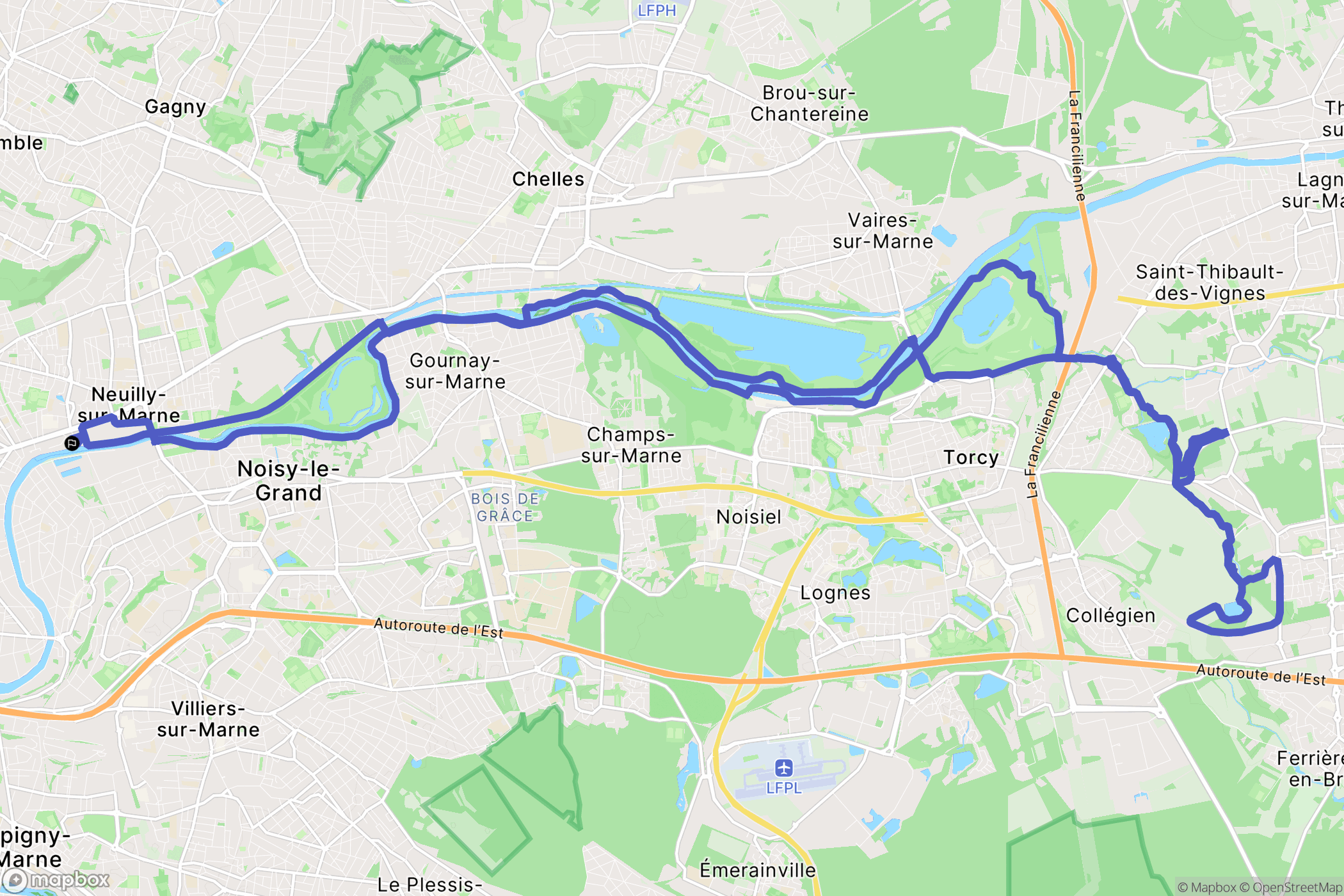 Neuilly-sur-Marne : carte du parcours de randonnée - France