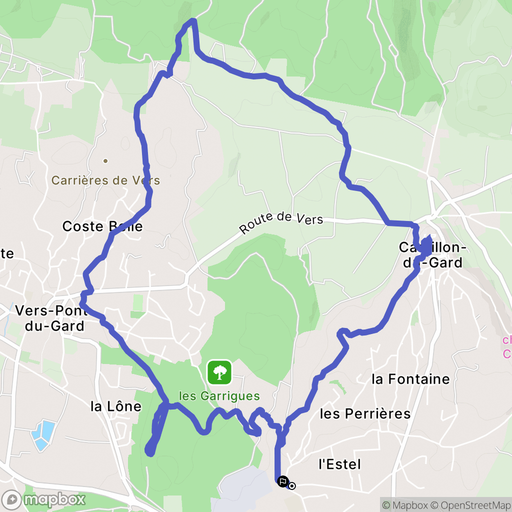 Castillon-du-Gard : carte du parcours de randonnée - France