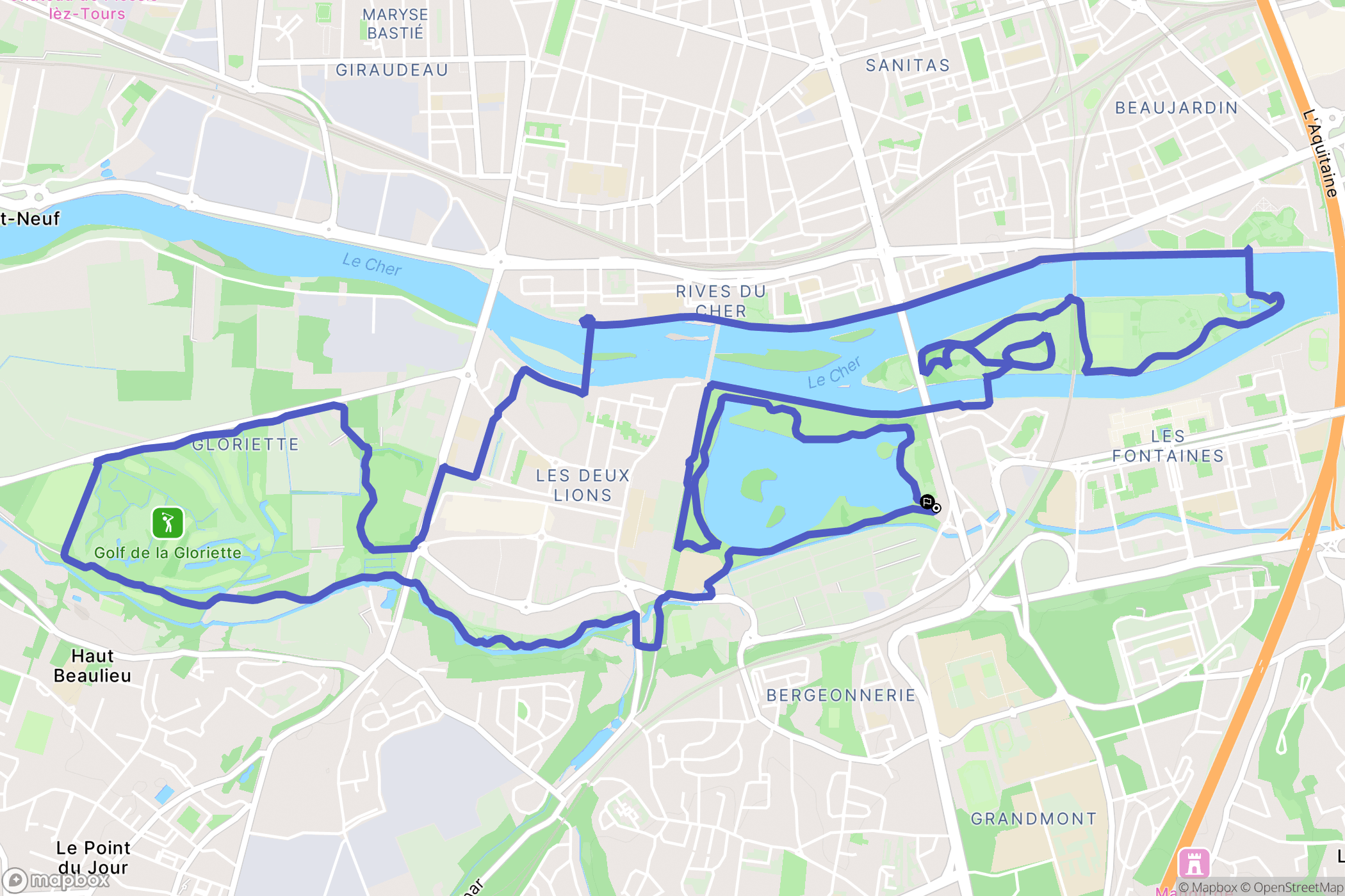 Tours : carte du parcours de randonnée - France