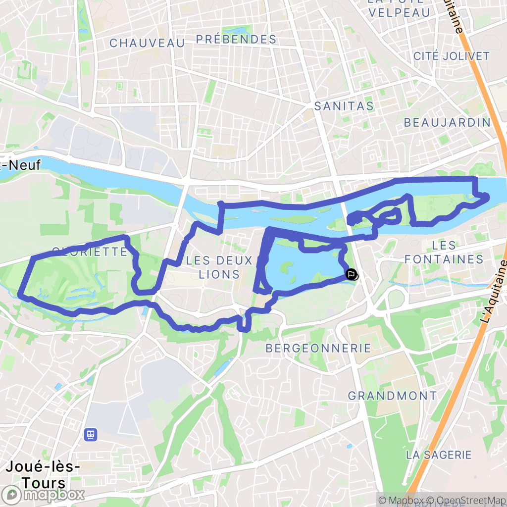 Tours : carte du parcours de randonnée - France