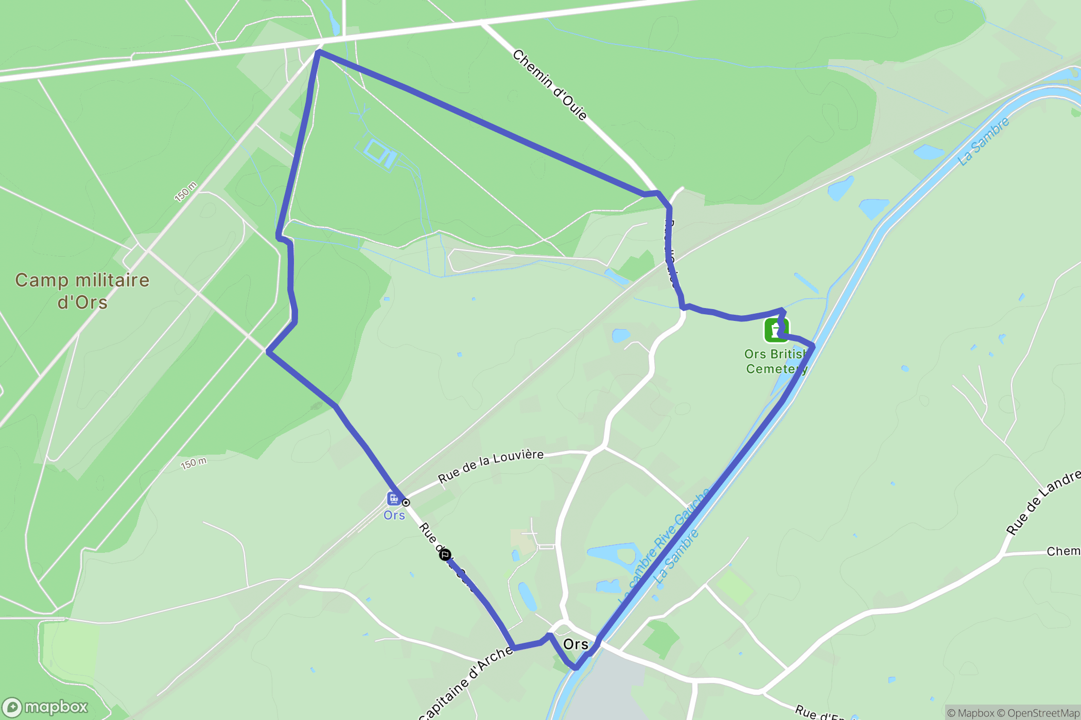 Ors : carte du parcours de randonnée - France