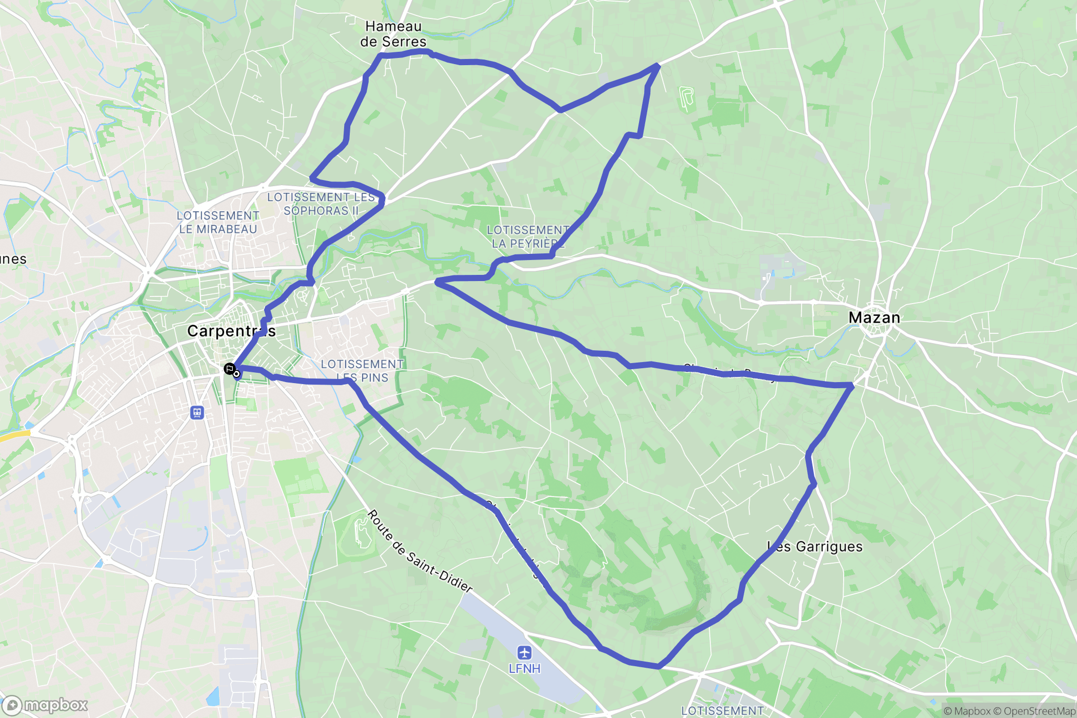 Carpentras : carte du parcours de randonnée - France