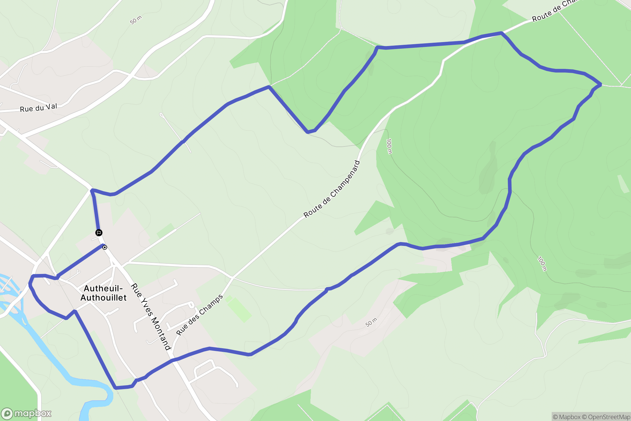 Autheuil-Authouillet : carte du parcours de randonnée - France
