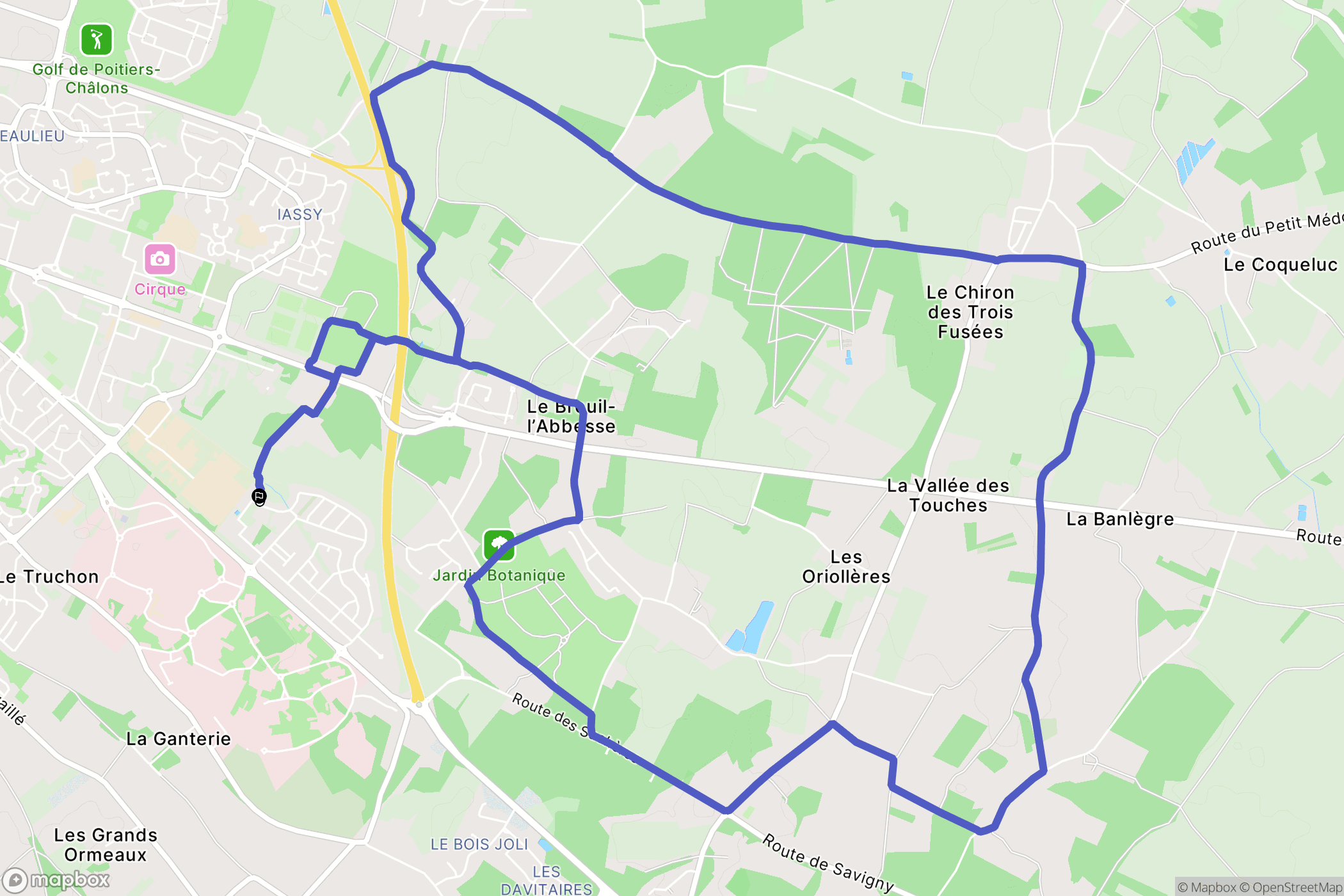 Poitiers : carte du parcours de randonnée - France