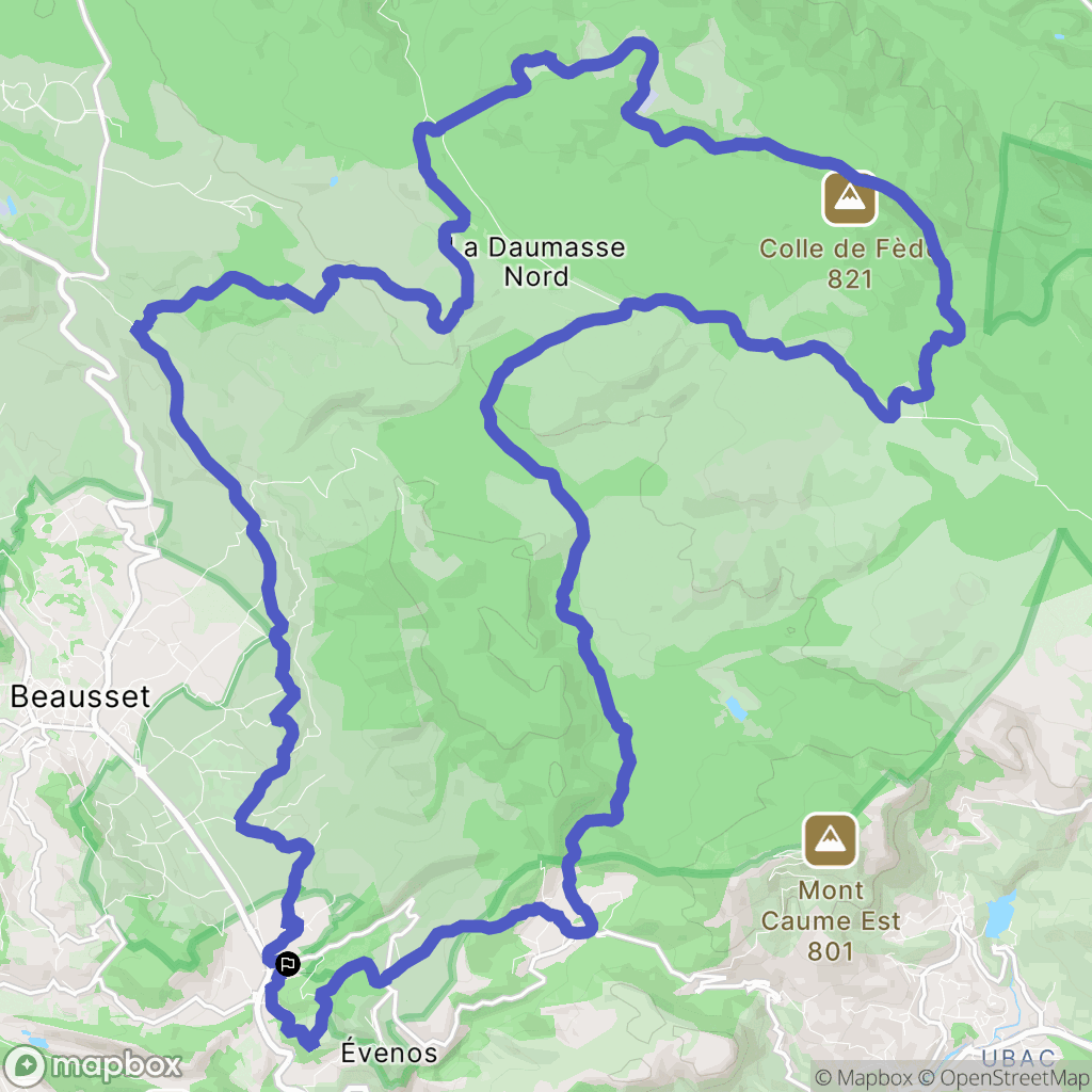Évenos : carte du parcours de randonnée - France