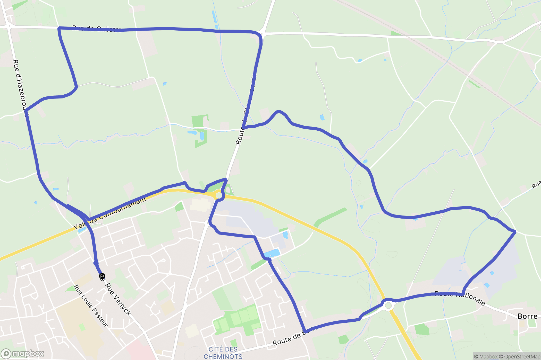 Hazebrouck : carte du parcours de randonnée - France