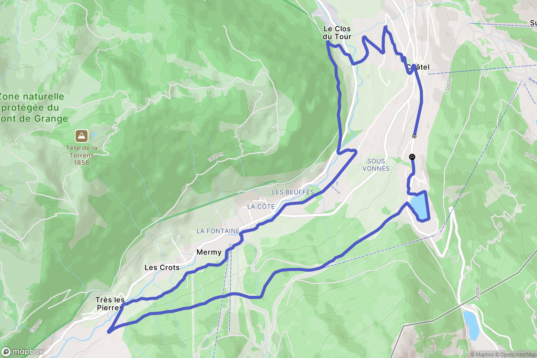 Châtel : carte du parcours de randonnée - France