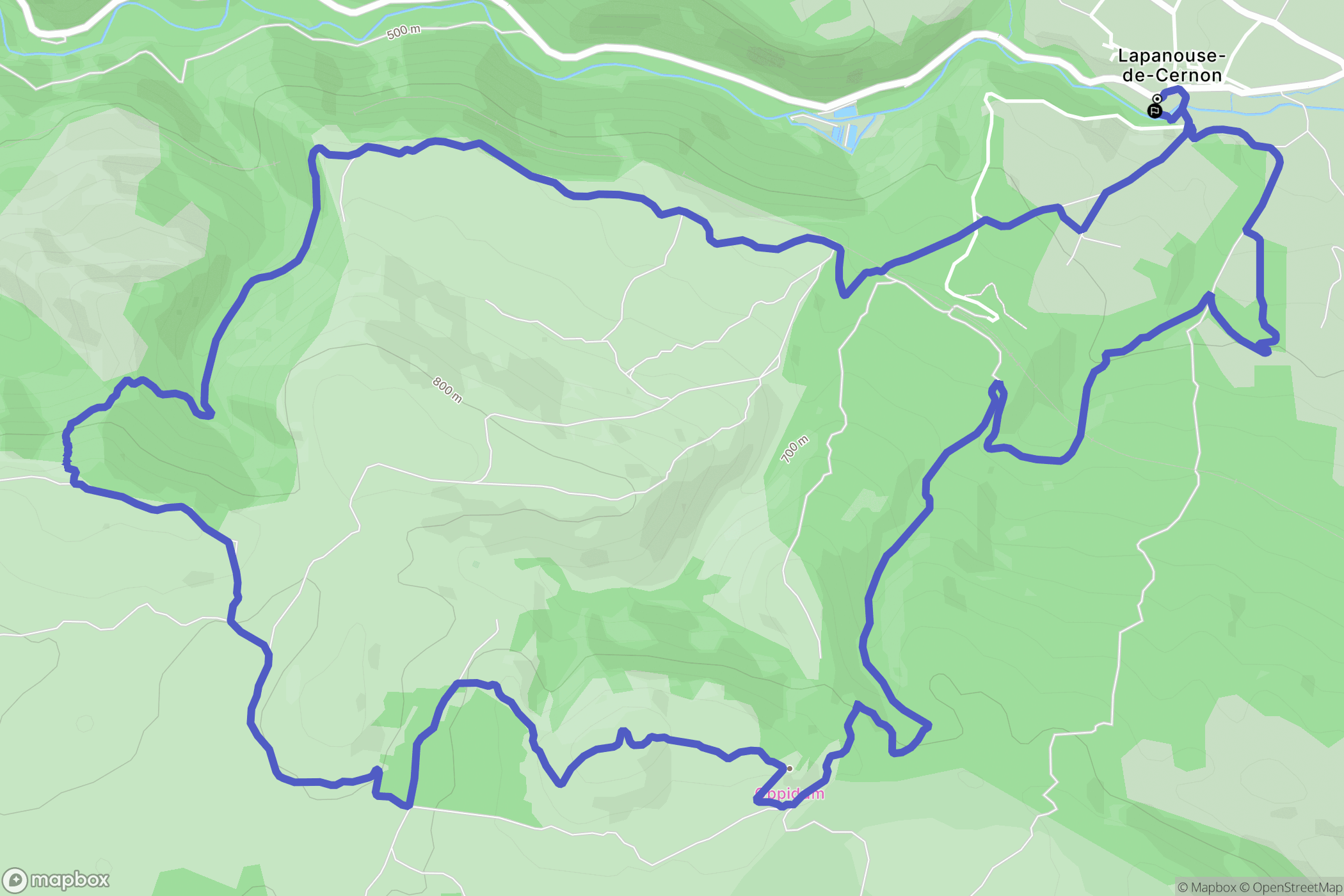 Lapanouse-de-Cernon : carte du parcours de randonnée - France