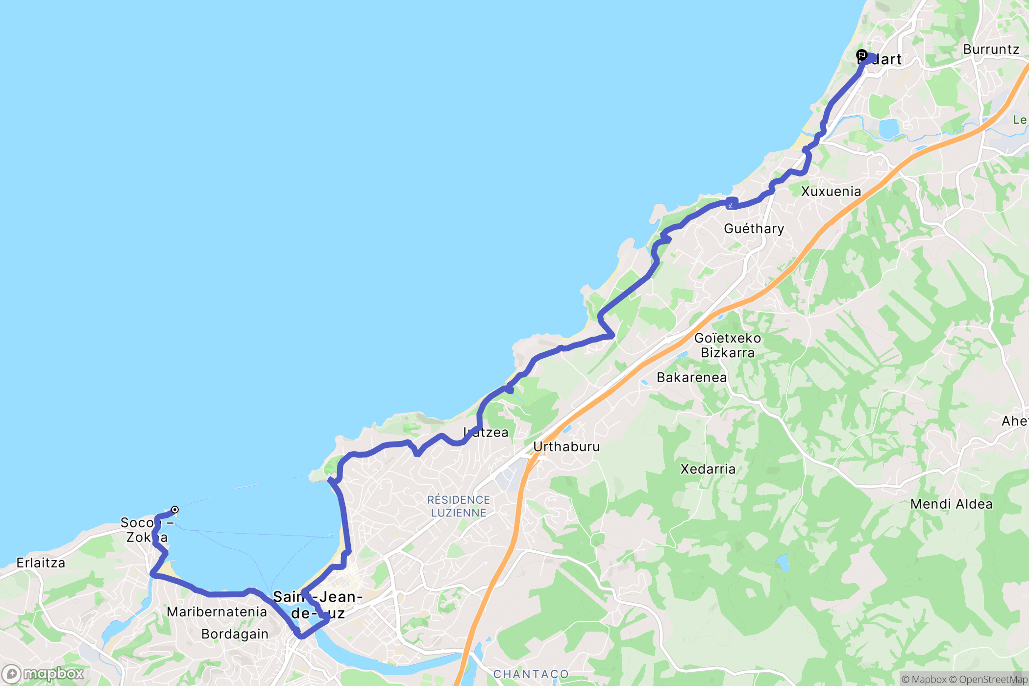 Ciboure : carte du parcours de randonnée - France