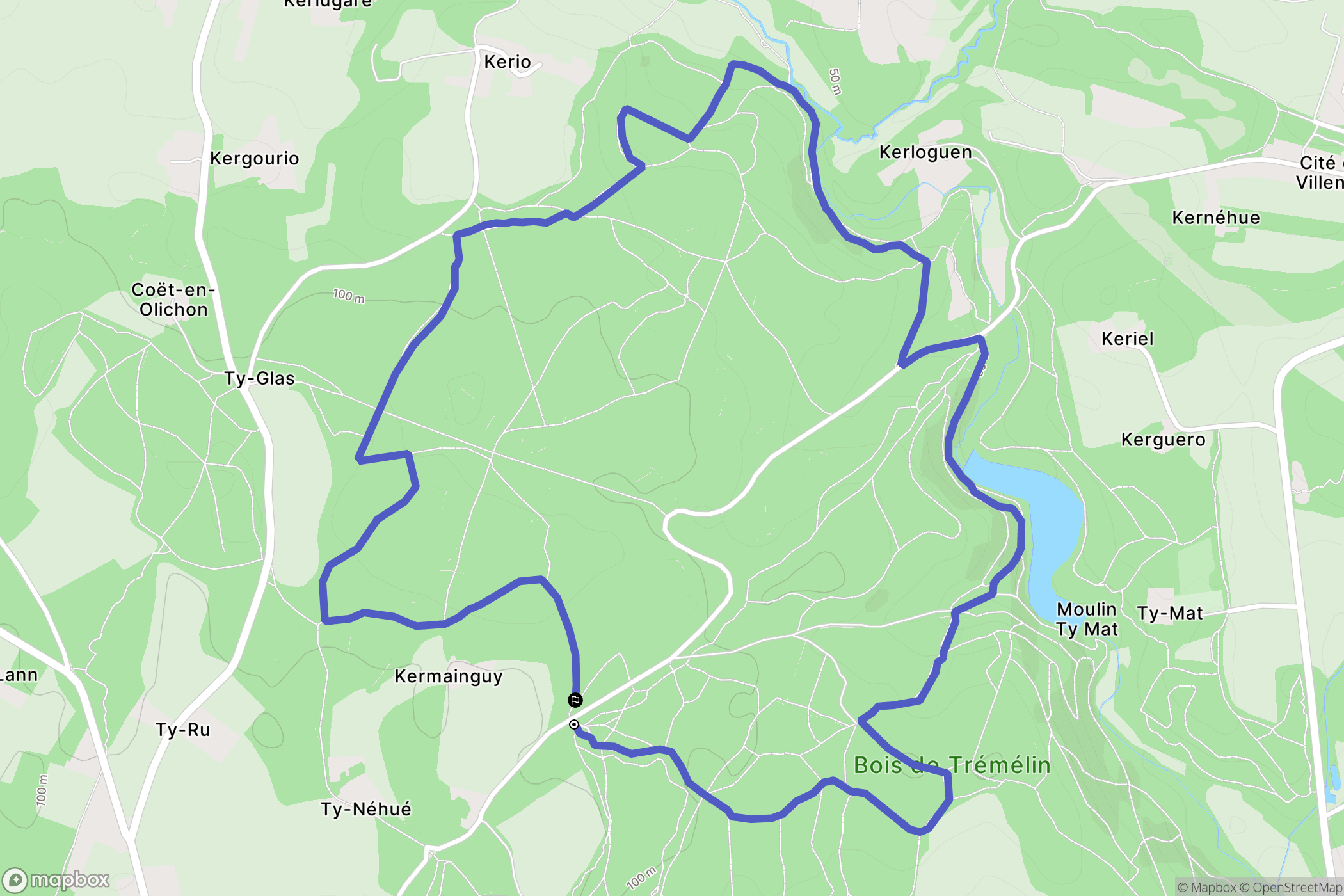 Inzinzac-Lochrist : carte du parcours de randonnée - France