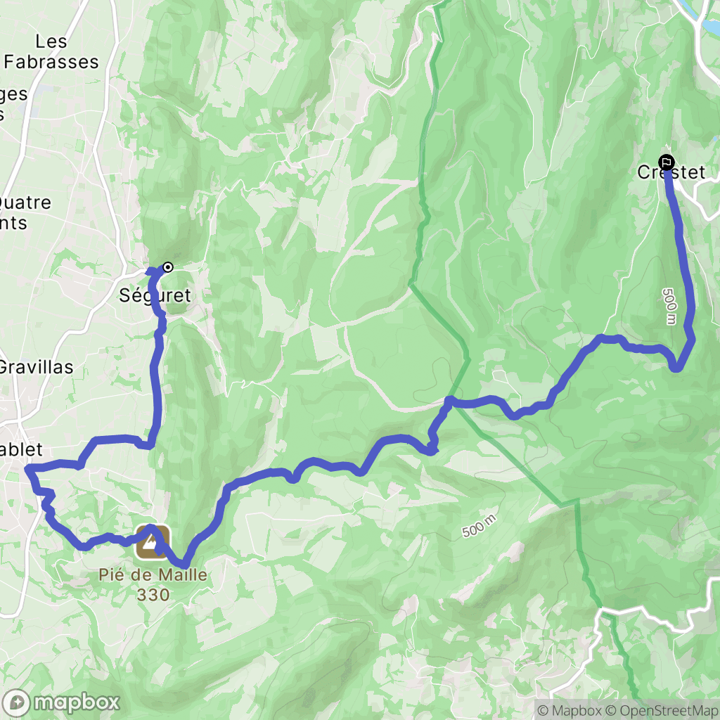 Seguret : carte du parcours de randonnée - France
