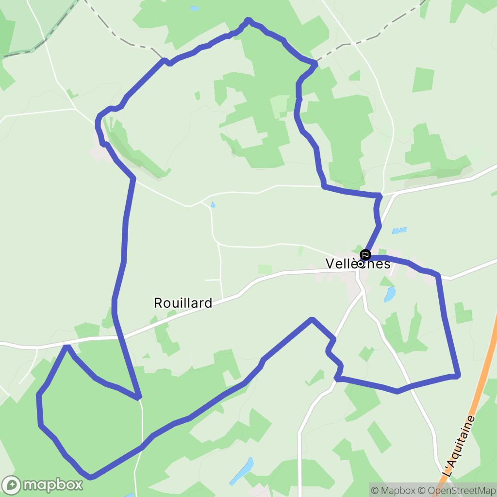 Vellèches : carte du parcours de randonnée - France