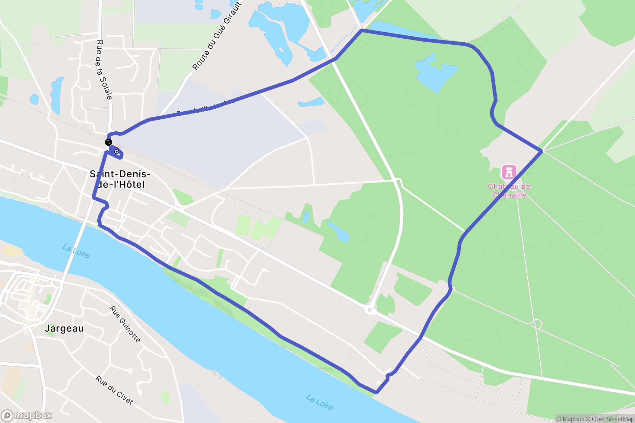 Saint-Denis-de-l'Hôtel : carte du parcours de randonnée - France