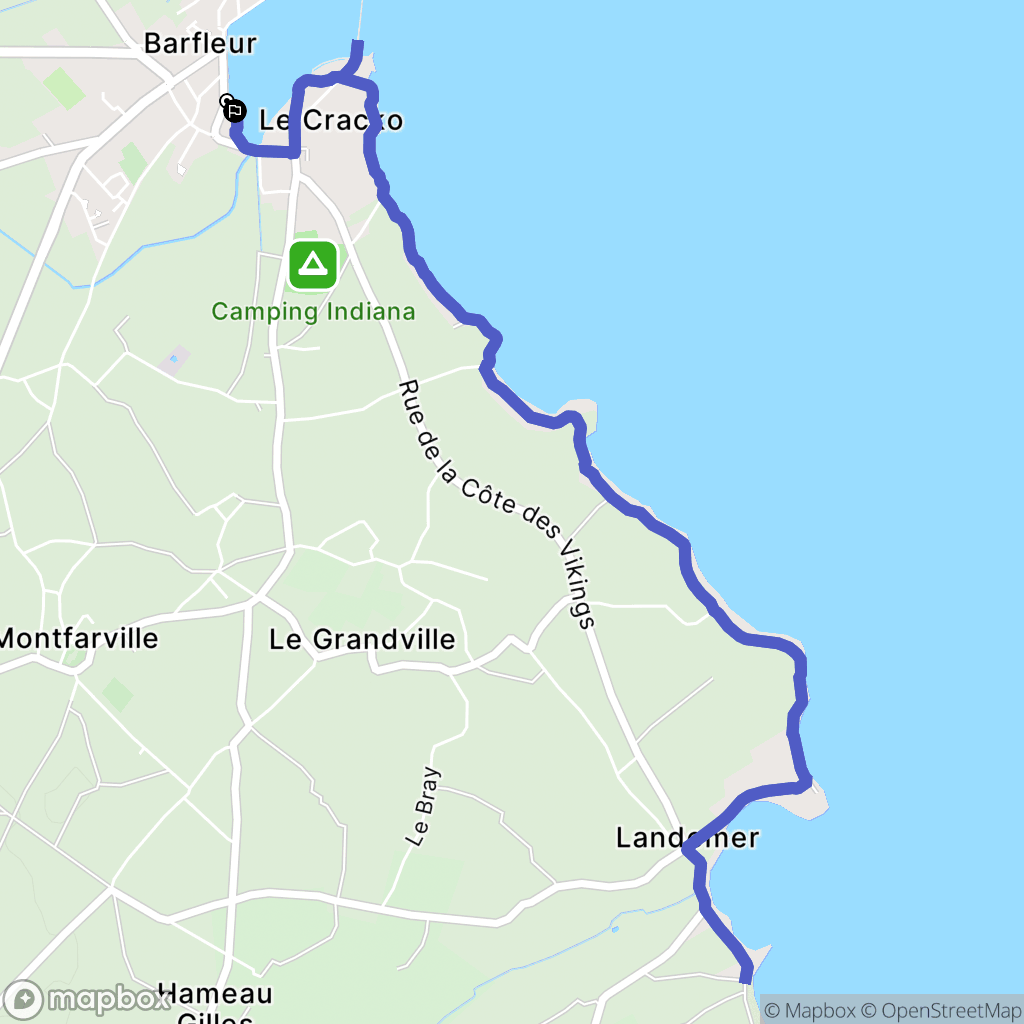 Barfleur : carte du parcours de randonnée - France
