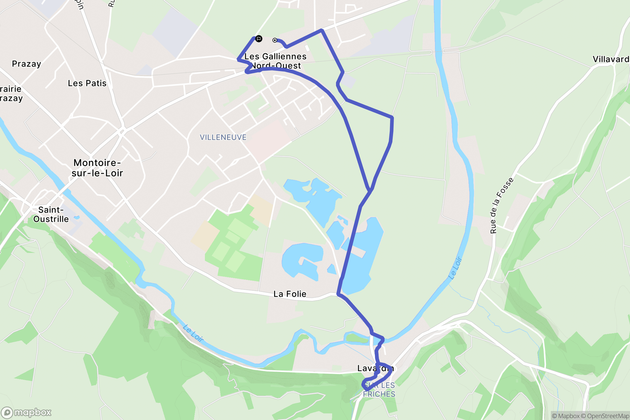 Montoire-sur-le-Loir : carte du parcours de randonnée - France