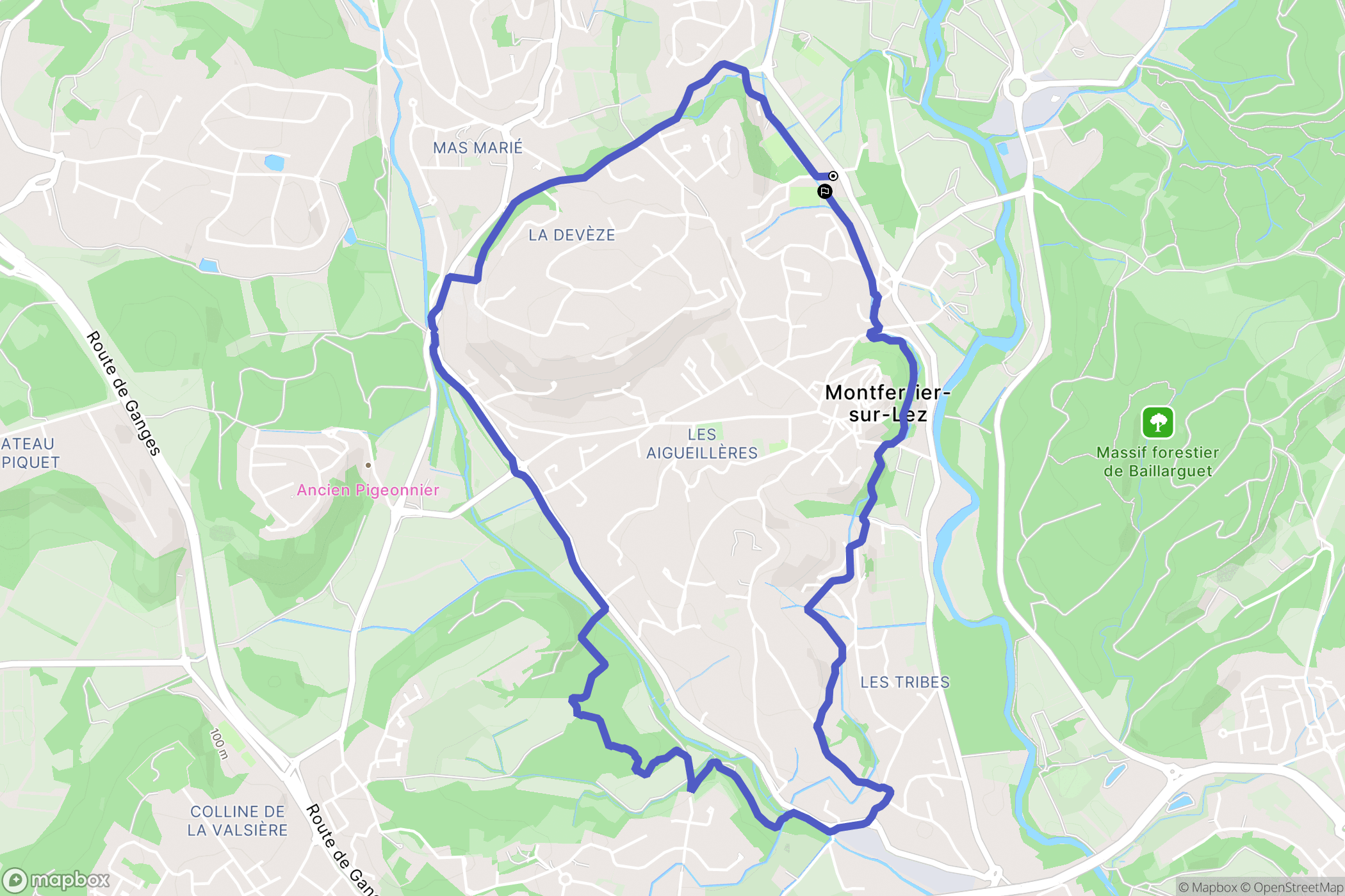 Montferrier-sur-Lez : carte du parcours de randonnée - France