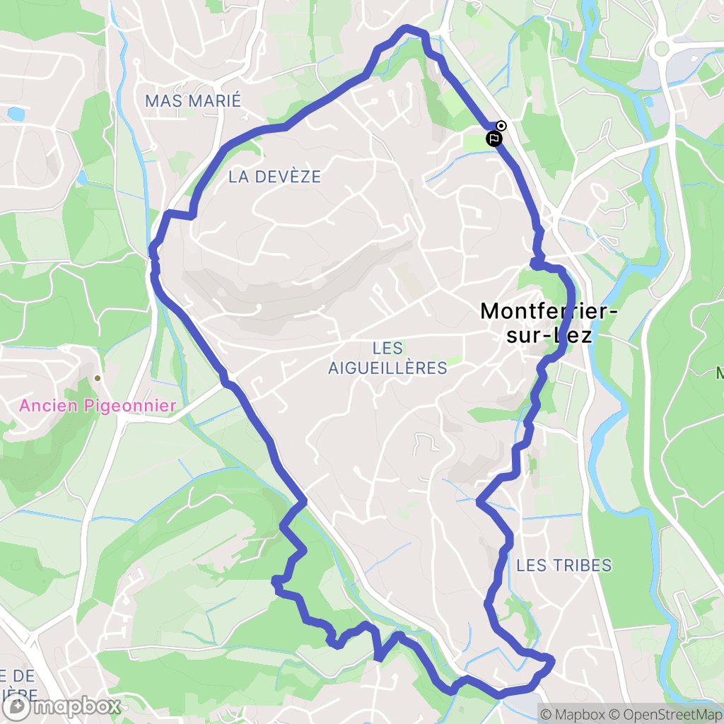 Montferrier-sur-Lez : carte du parcours de randonnée - France