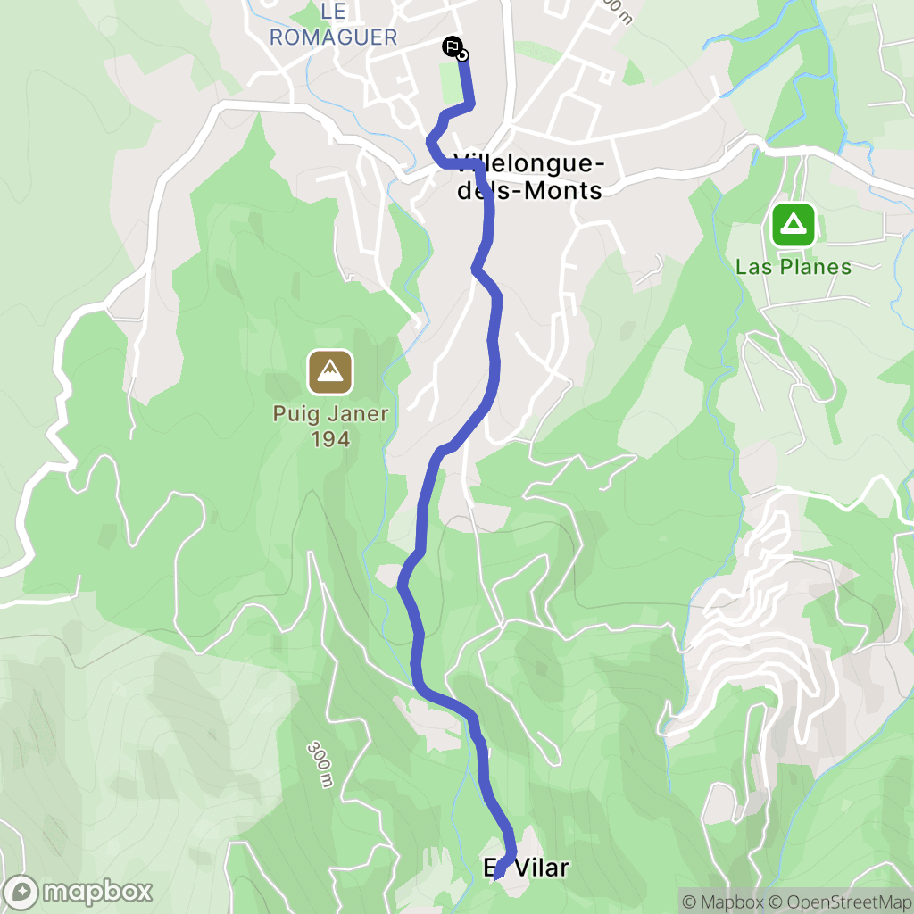 Villelongue-Dels-Monts : carte du parcours de randonnée - France