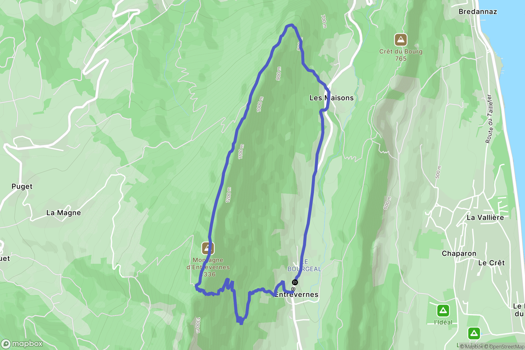 Entrevernes : carte du parcours de randonnée - France