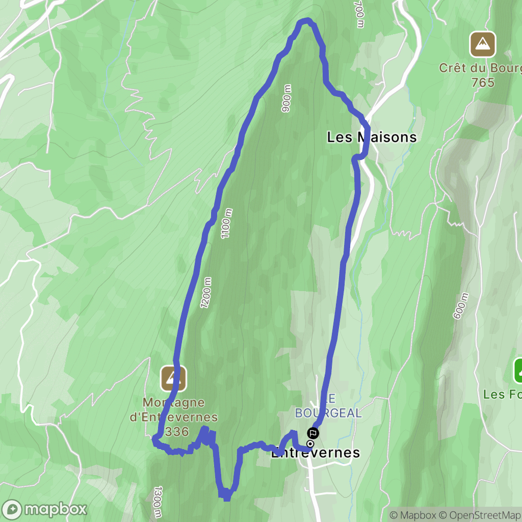 Entrevernes : carte du parcours de randonnée - France