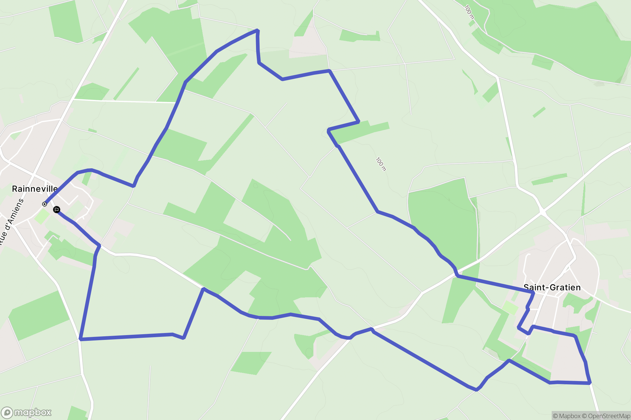 Rainneville : carte du parcours de randonnée - France
