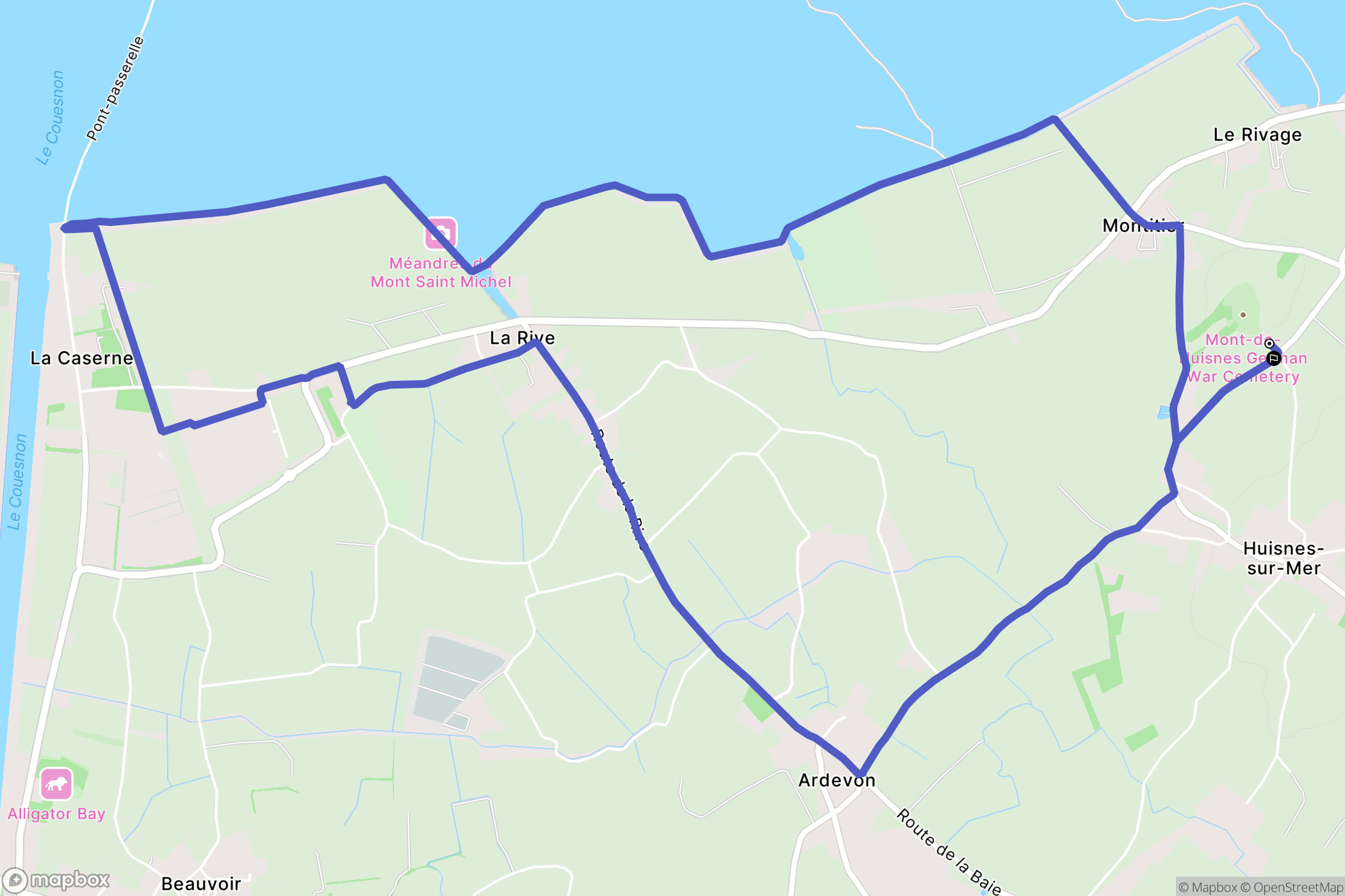 Huisnes-sur-Mer : carte du parcours de randonnée - France