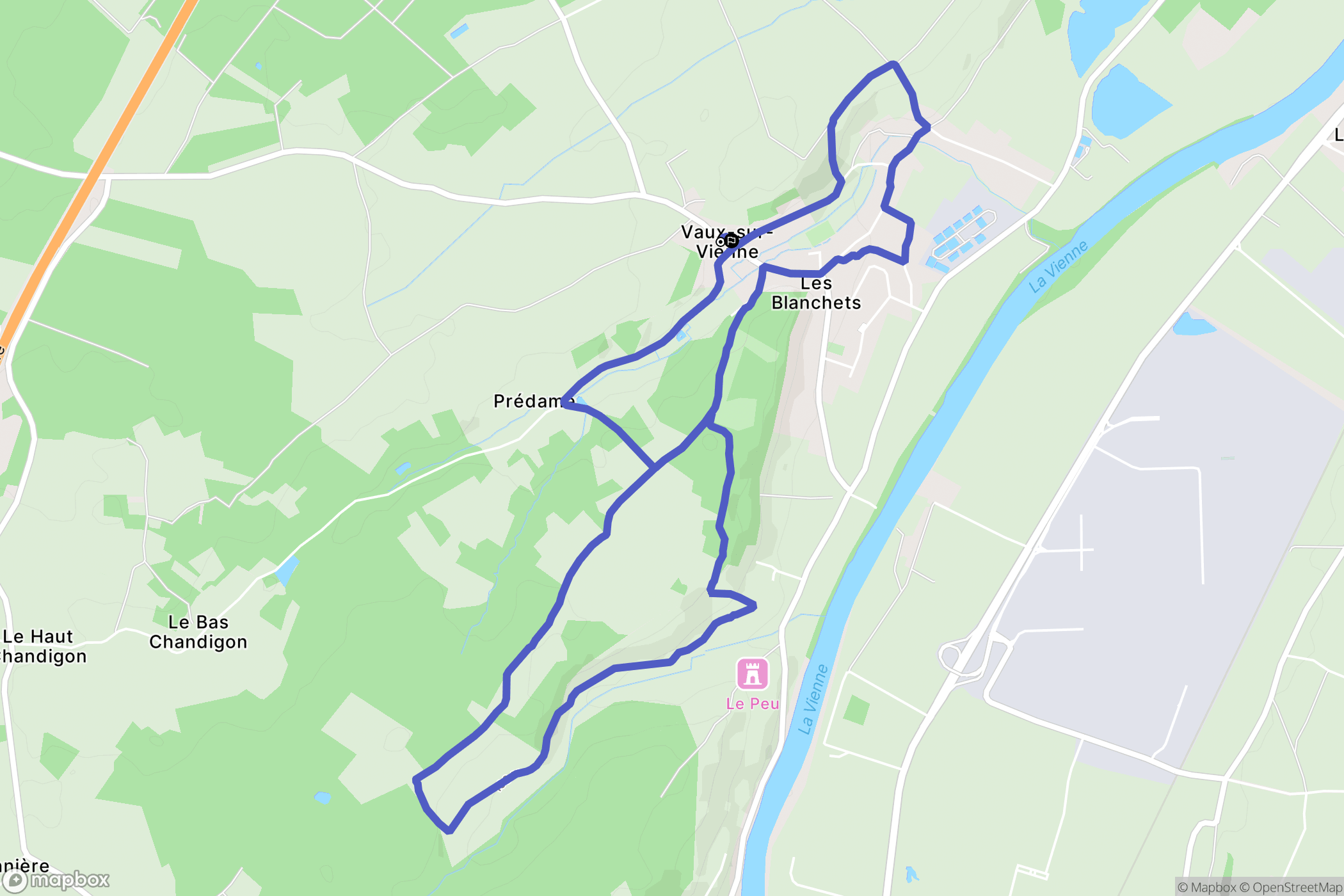 Vaux-sur-Vienne : carte du parcours de randonnée - France