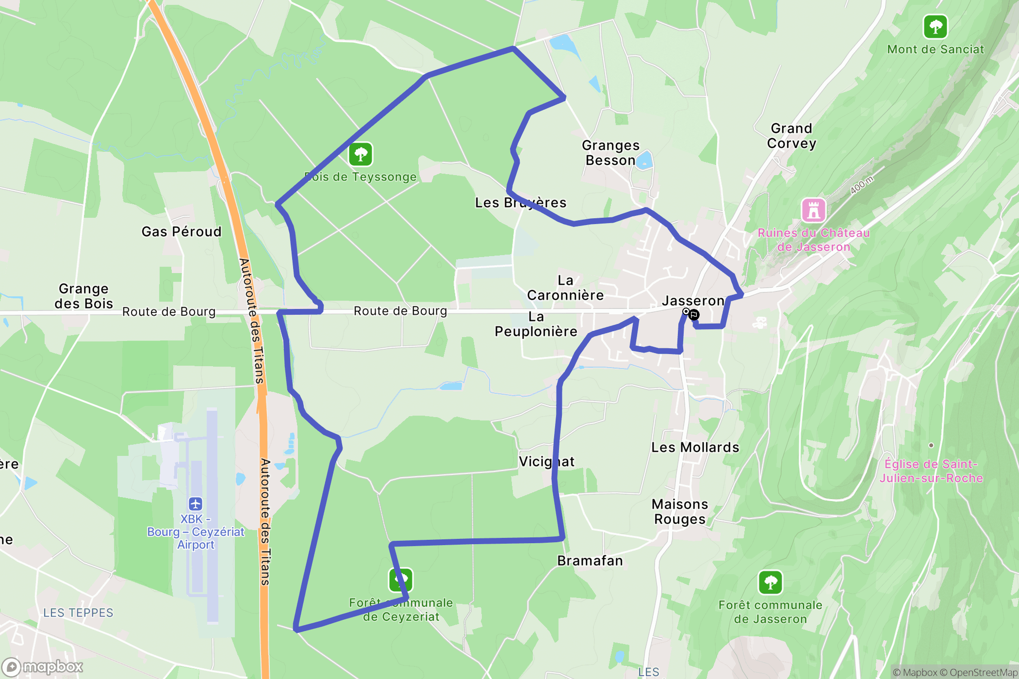 Jasseron : carte du parcours de randonnée - France