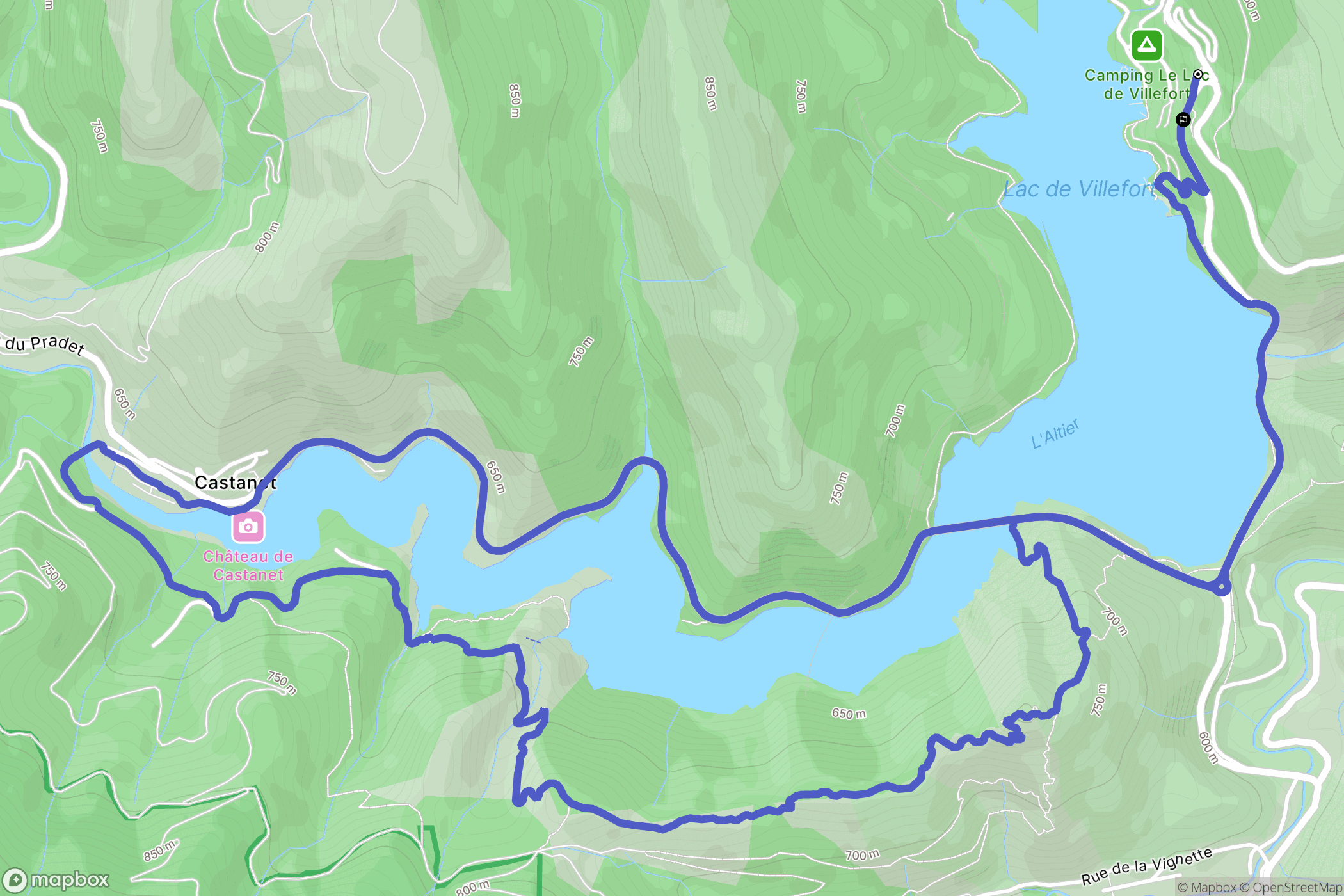 Pourcharesses : carte du parcours de randonnée - France