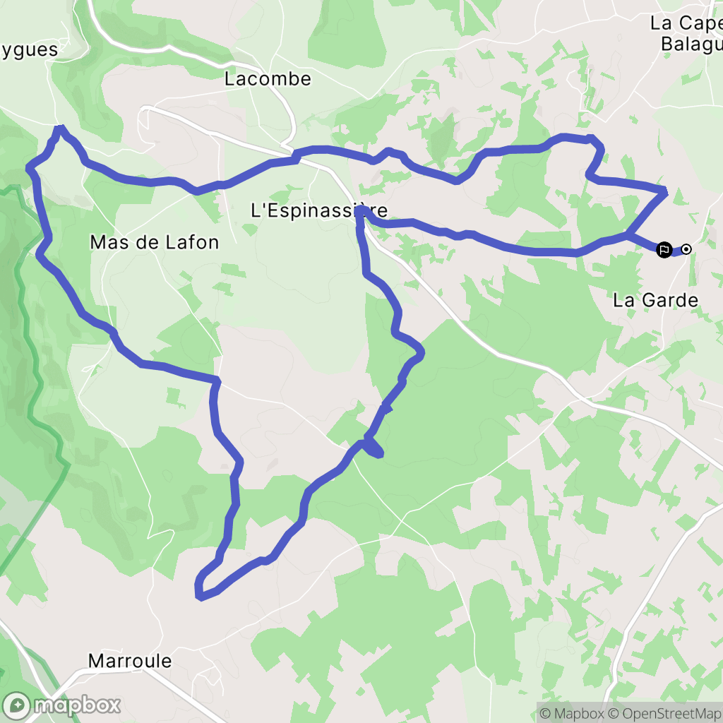 La Capelle-Balaguier : carte du parcours de randonnée - France