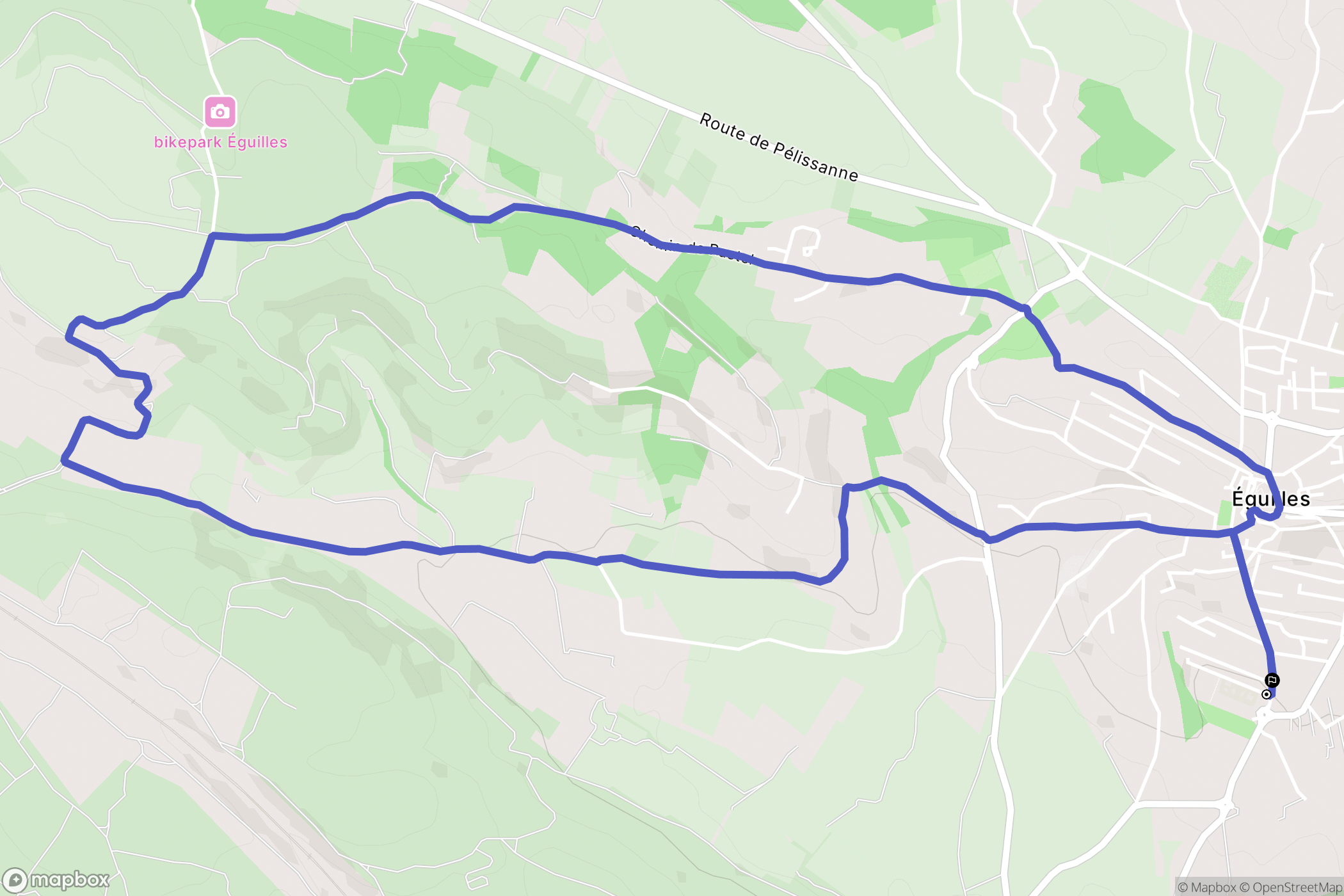 Éguilles : carte du parcours de randonnée - France