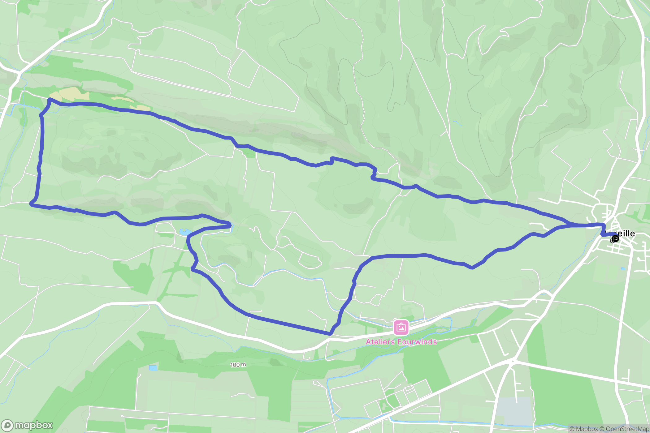 Aureille : carte du parcours de randonnée - France