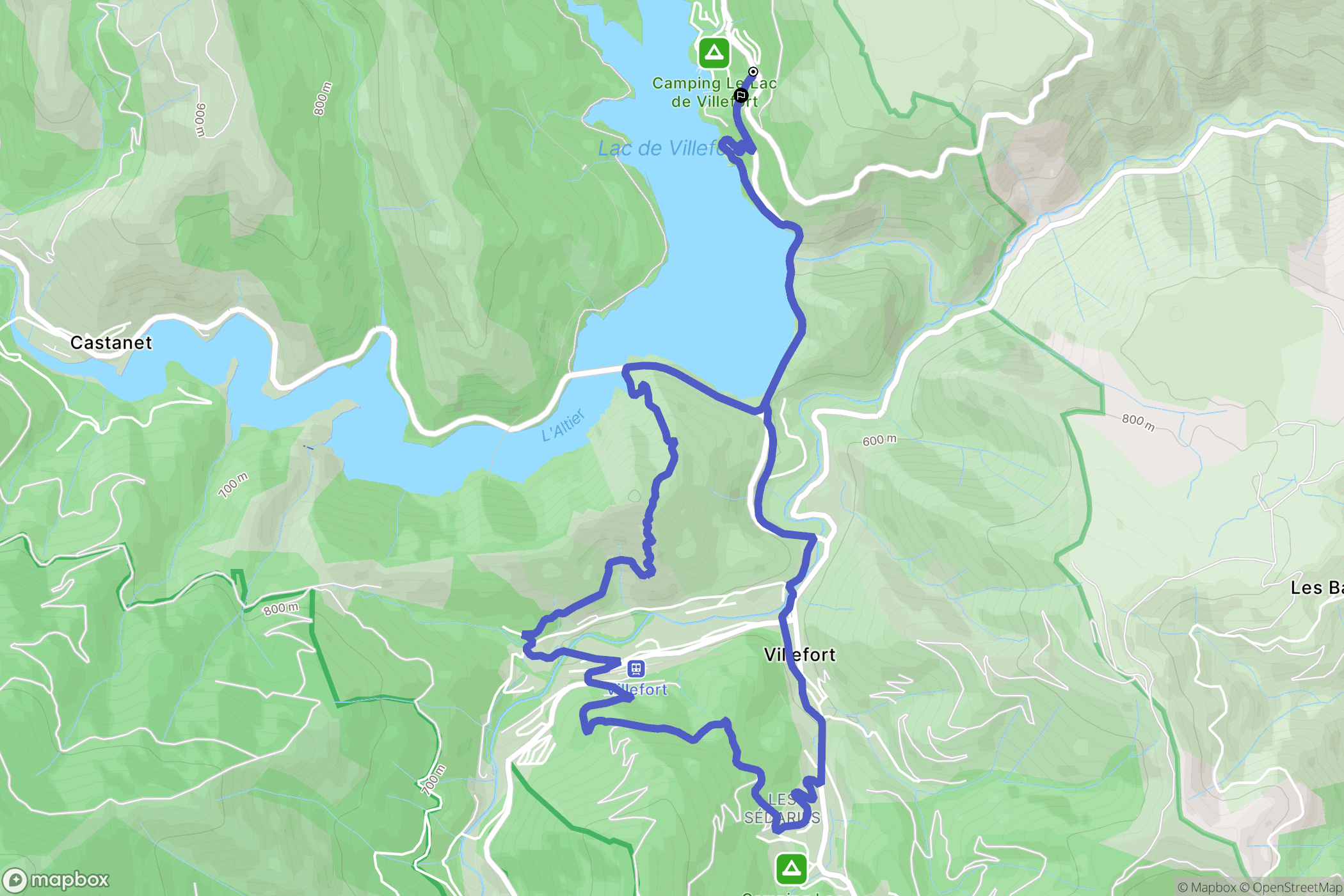 Pourcharesses : carte du parcours de randonnée - France