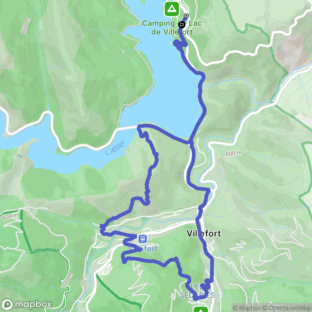 Pourcharesses : carte du parcours de randonnée - France