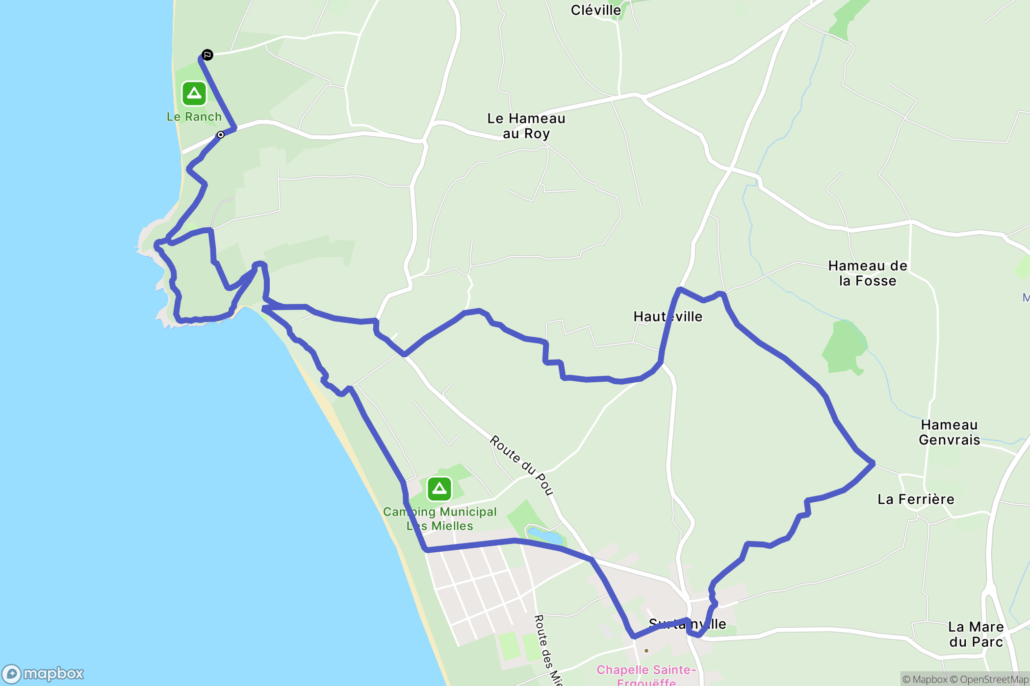 Le Rozel : carte du parcours de randonnée - France