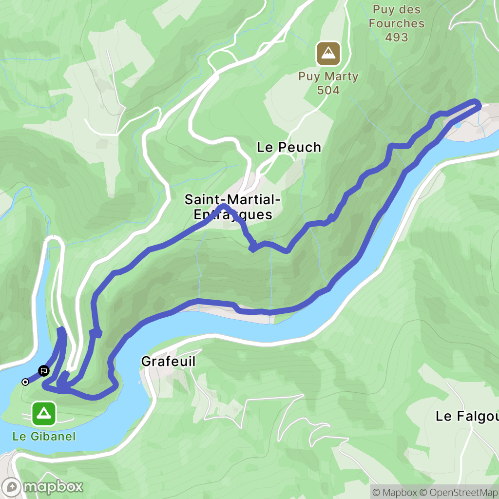 Saint-Martial-Entraygues : carte du parcours de randonnée - France