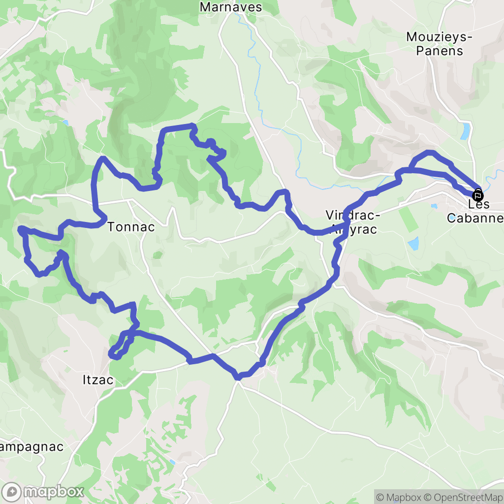Cordes-sur-Ciel : carte du parcours de randonnée - France