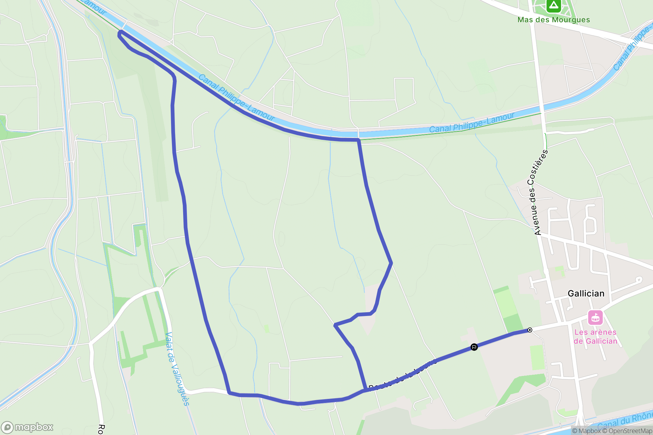 Vauvert : carte du parcours de randonnée - France